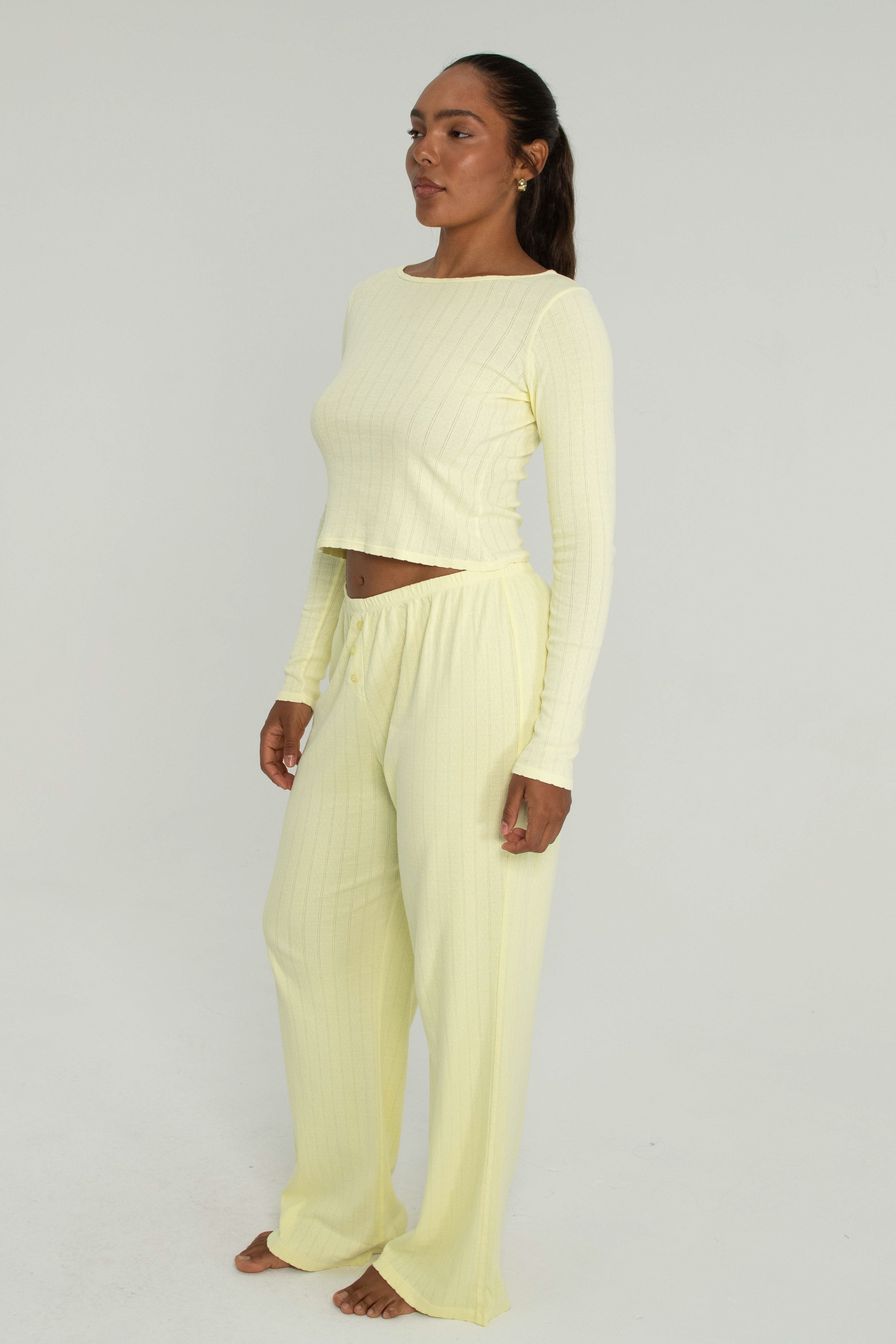 Pointelle Long Sleeve   Butter Yellow
