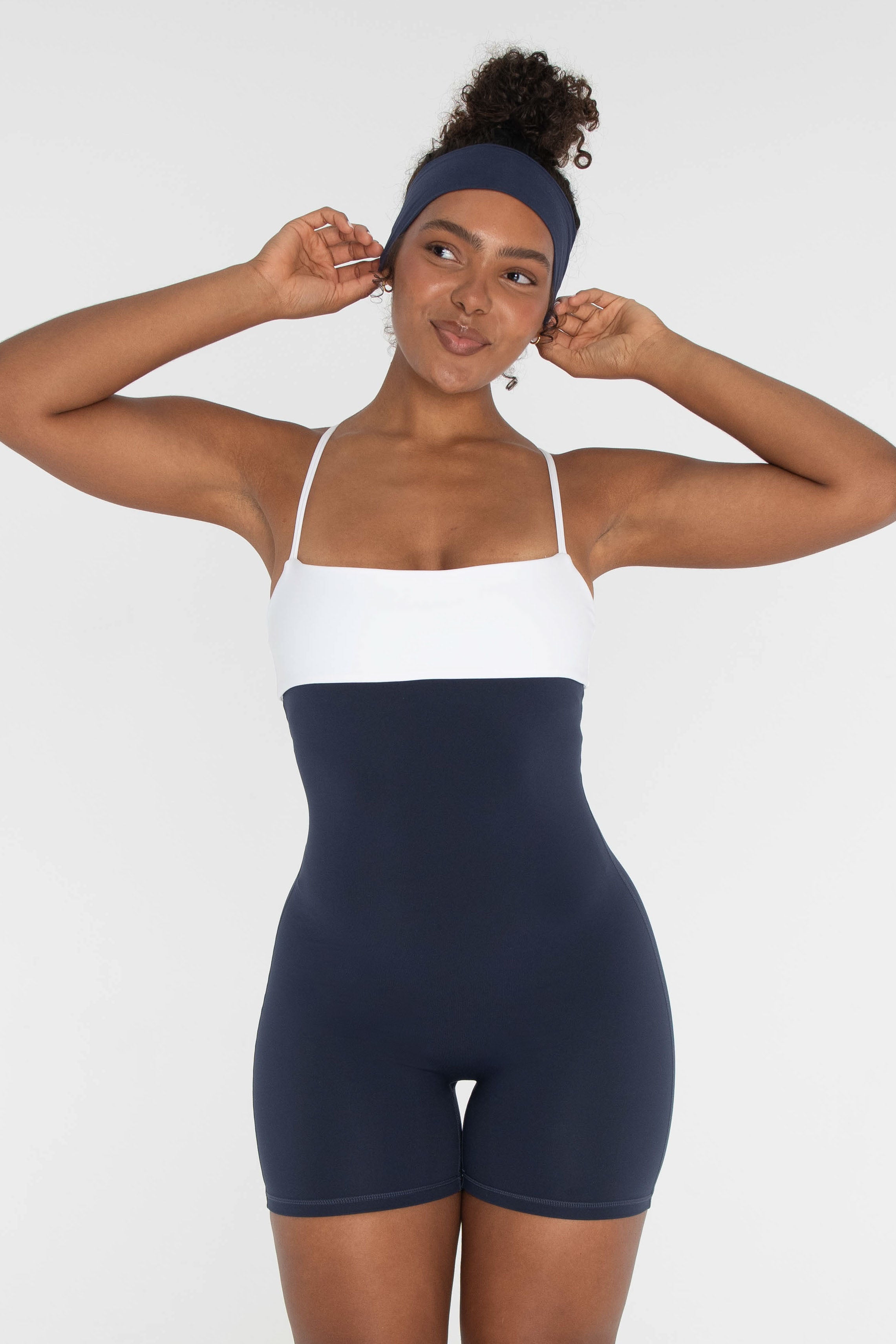 Fold over Onesie   Navy/White
