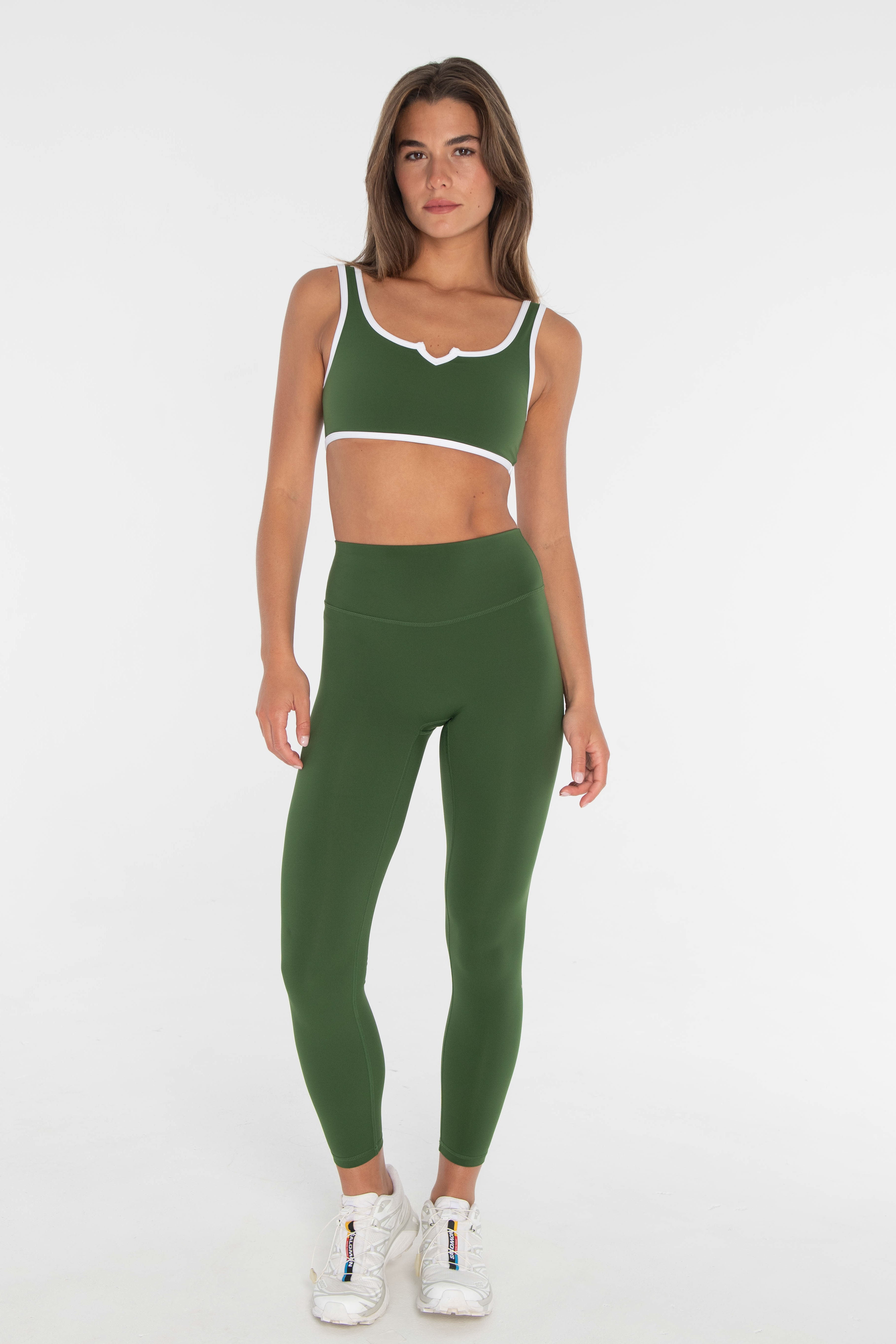 V Scoop Bra    Meadow/White
