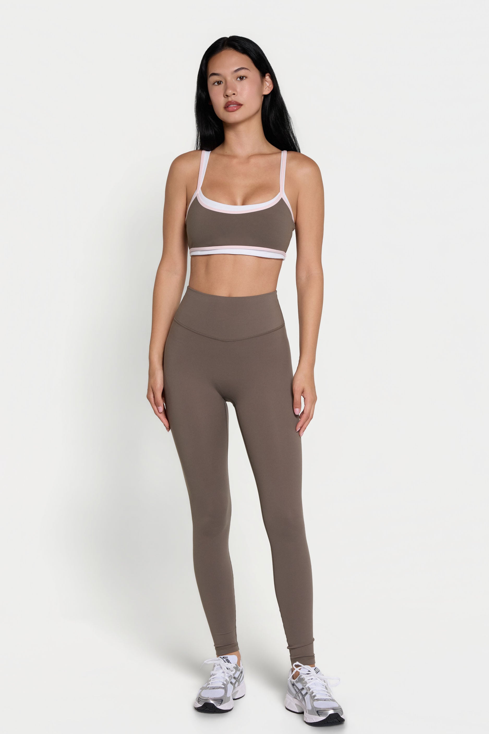 Binding Layered Bra   Walnut/Pink
