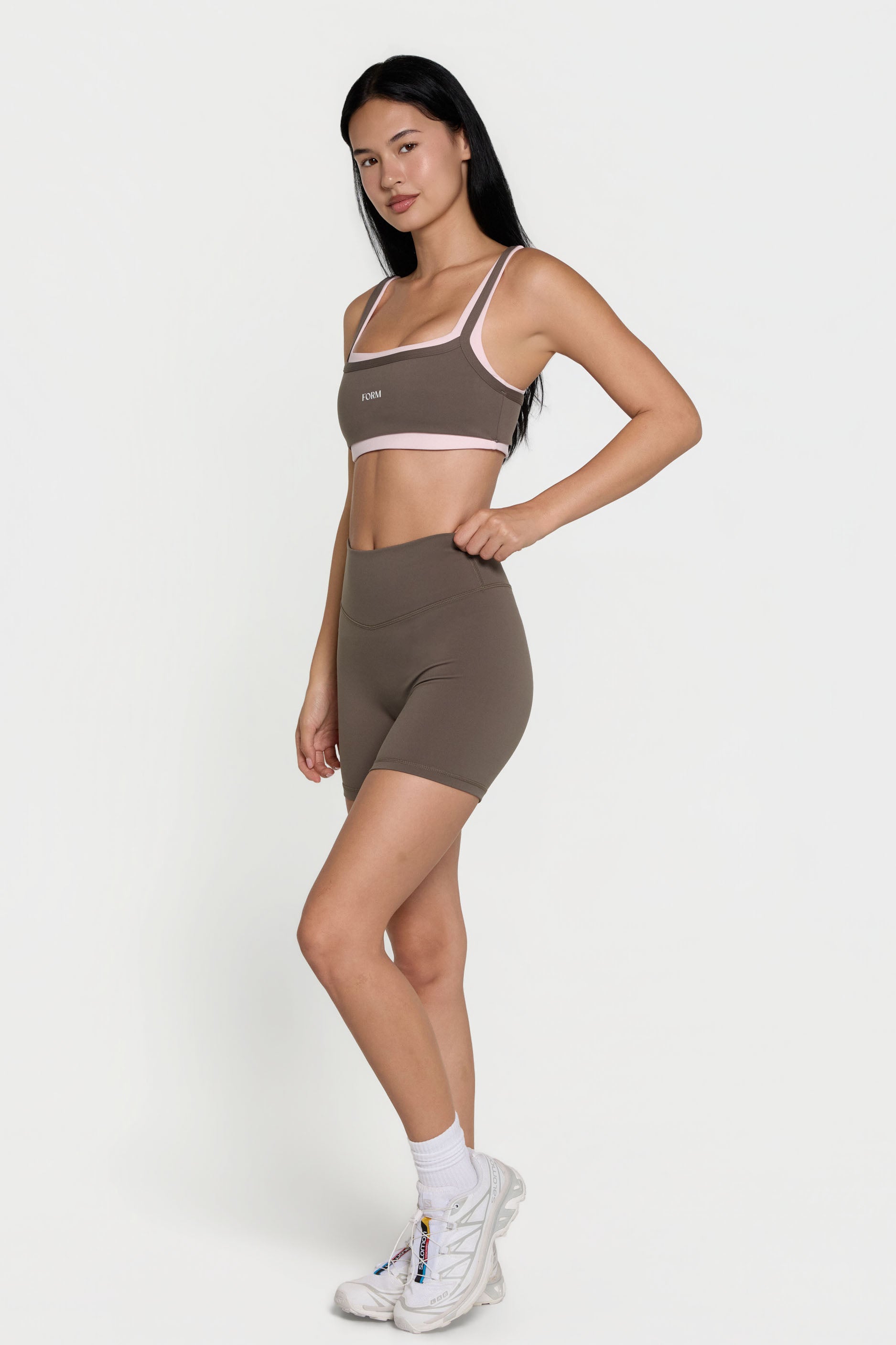 Scoop Layered Bra   Walnut/Pink
