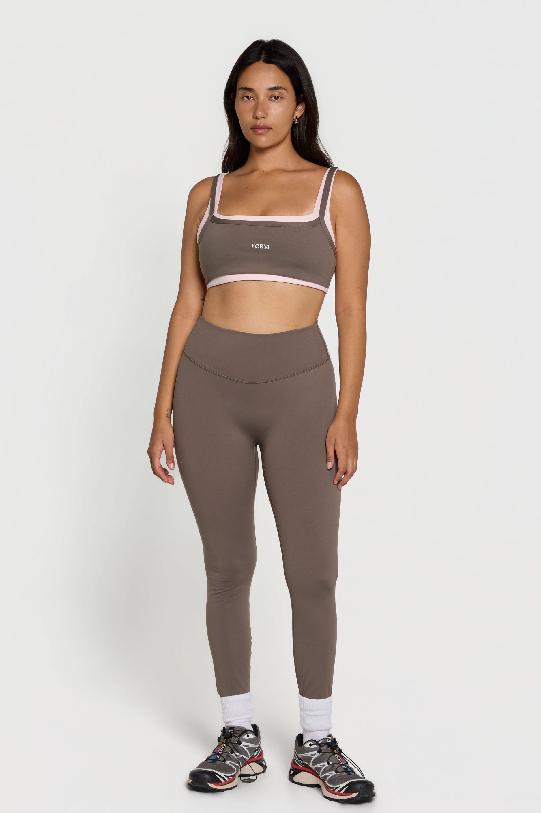 Scoop Layered Bra   Walnut/Pink
