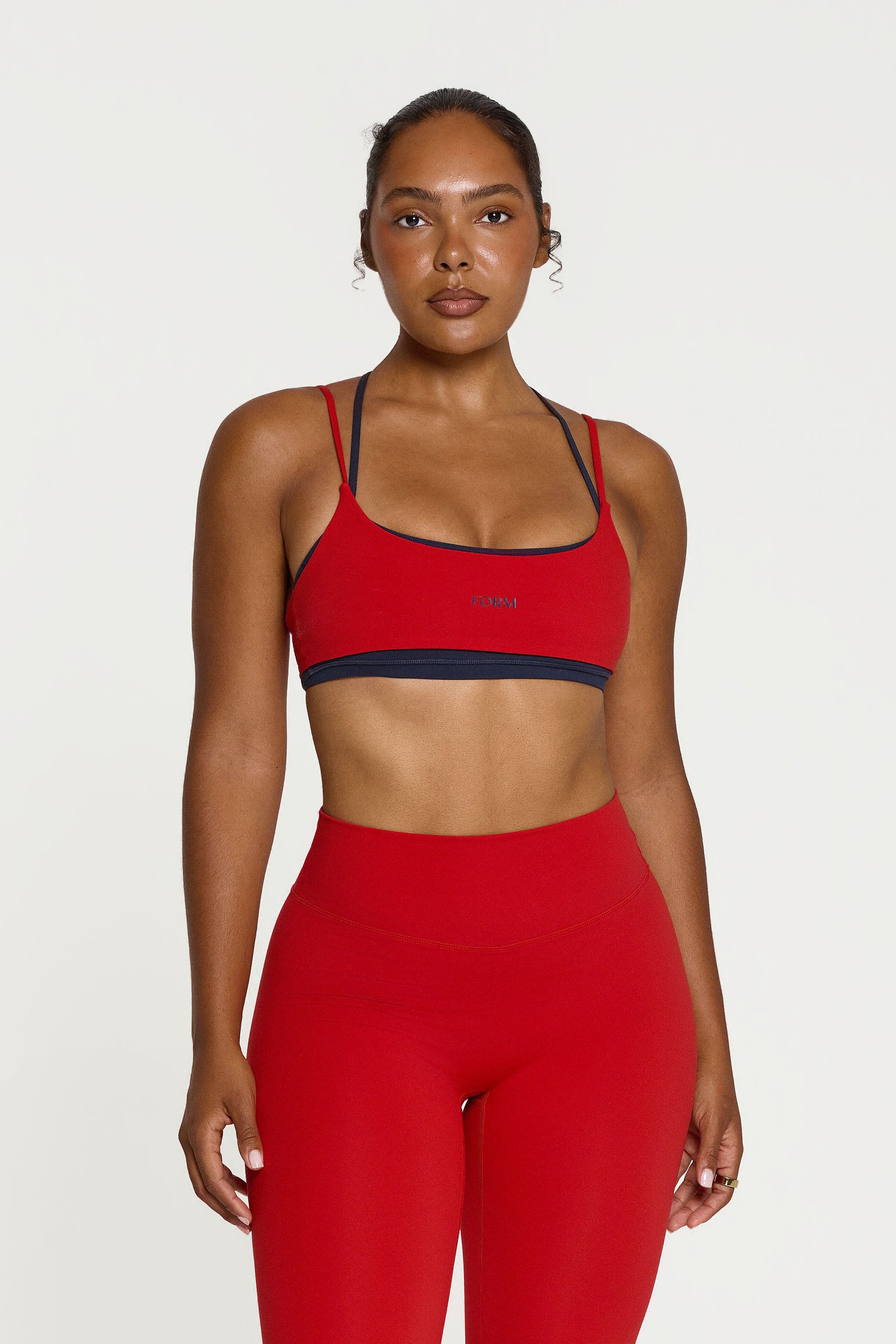 Criss Cross Layered Bra   Cherry/Navy
