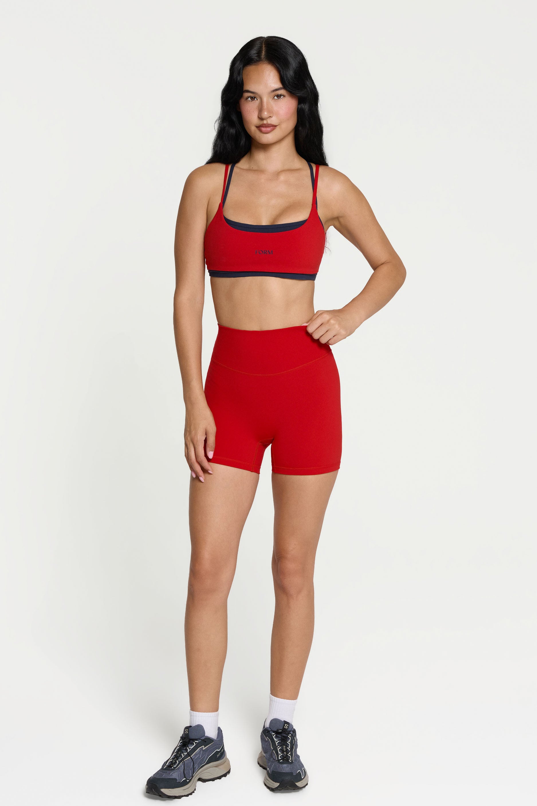 Criss Cross Layered Bra   Cherry/Navy

