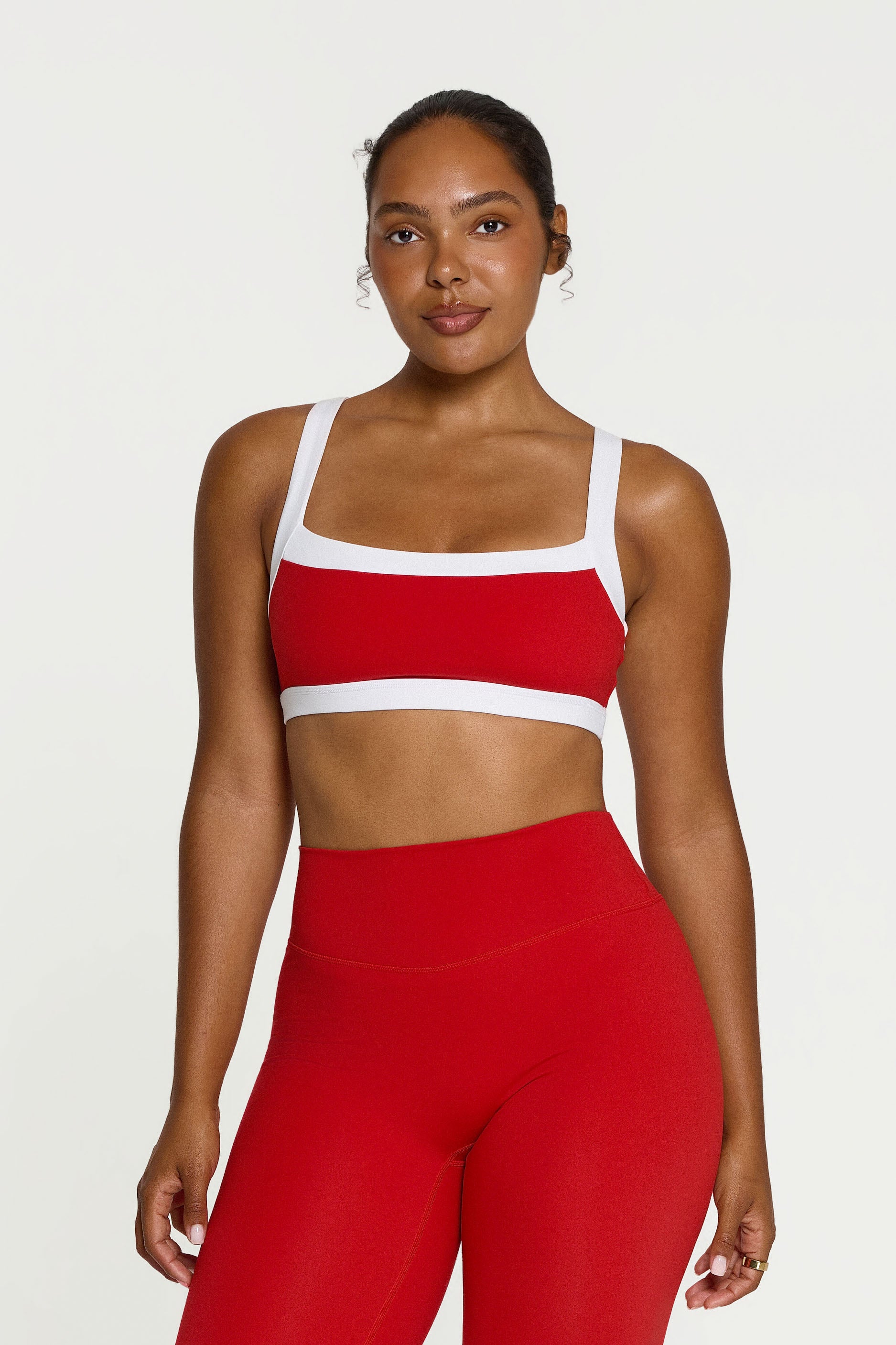 Straight Neck Bra    Cherry/White
