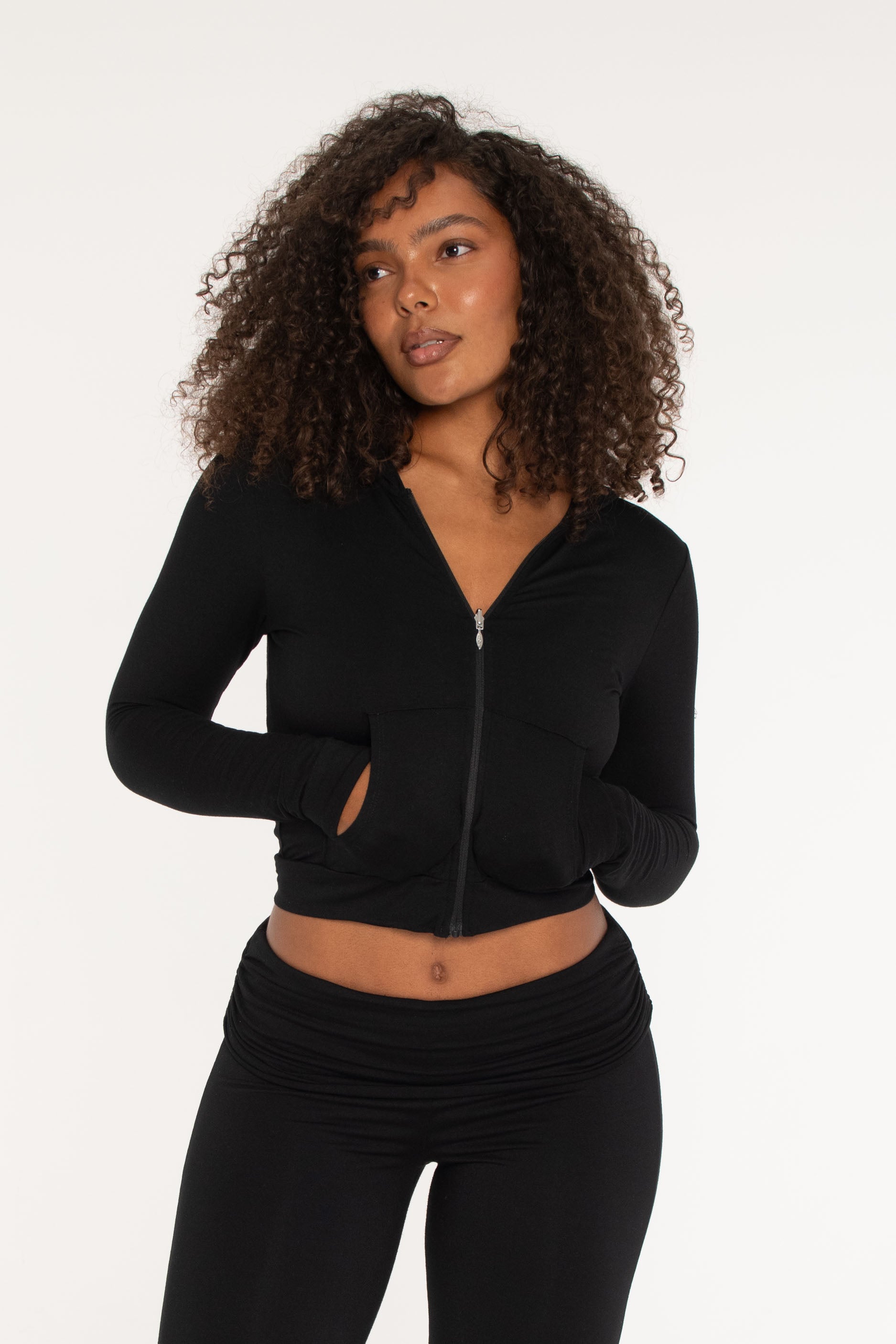 Fitted Zip Up Jacket   Black
