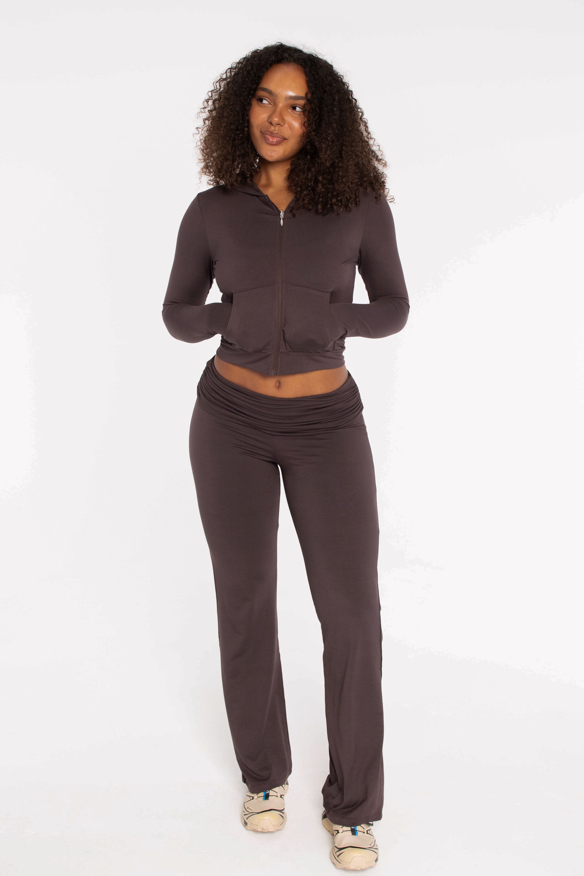 Fitted Zip Up Jacket   Espresso
