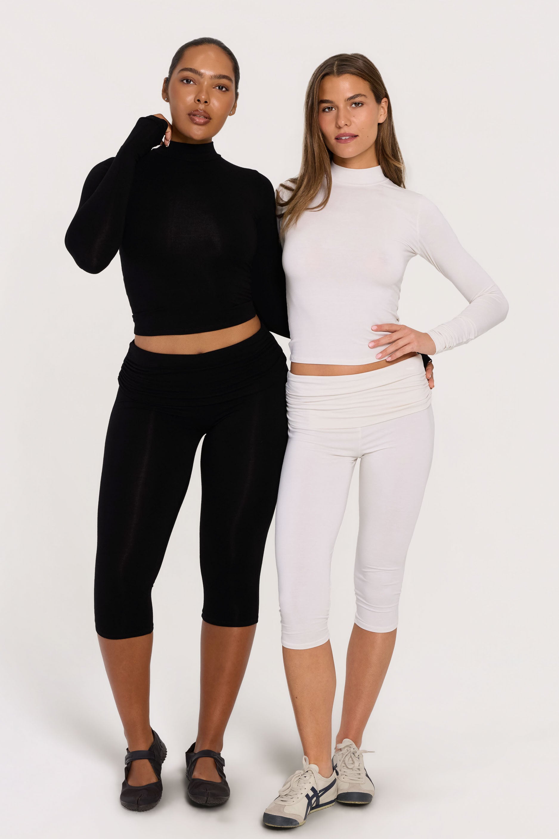 Capri Fold Over Pants   Black
