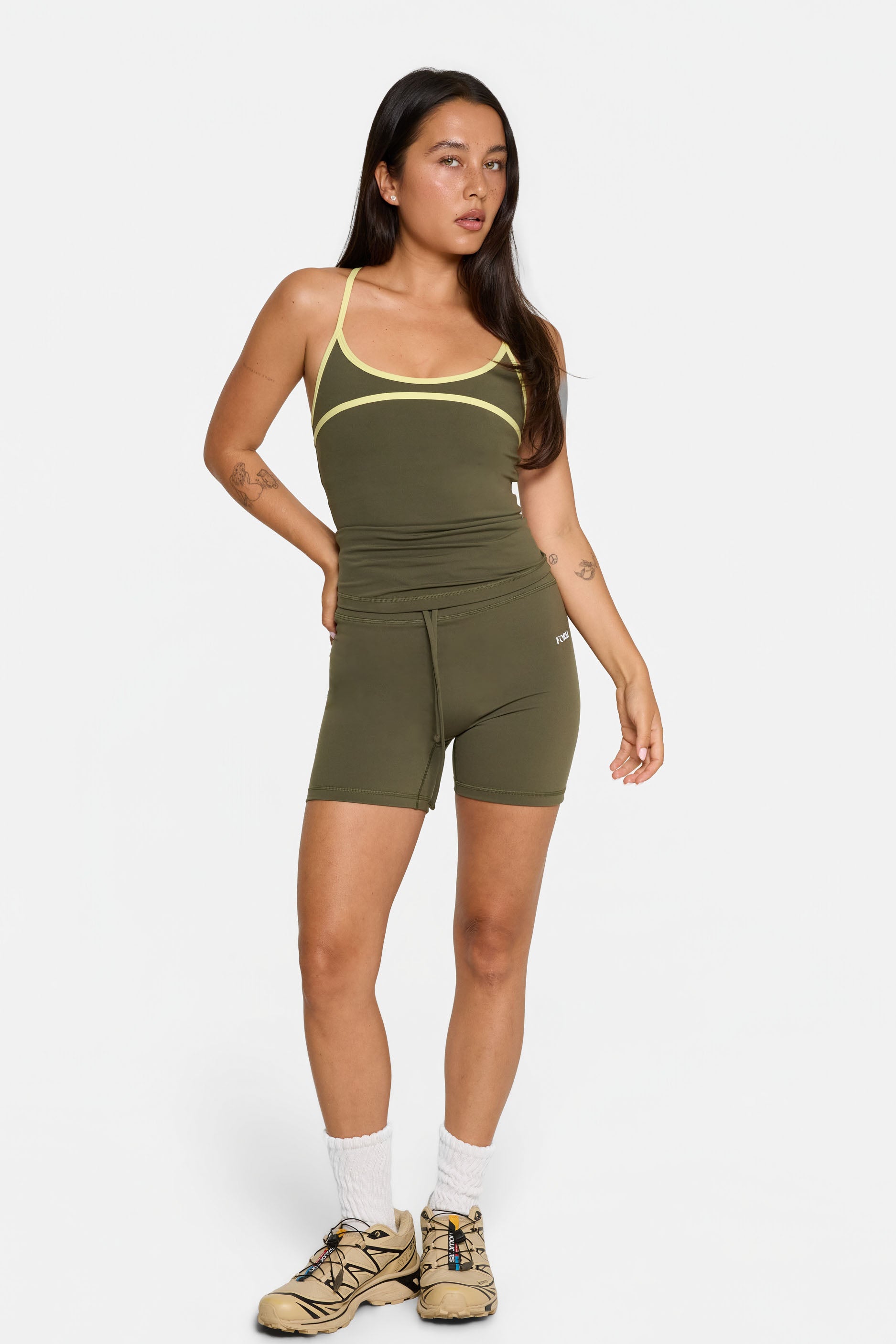 Scoop Contrast Cami   Olive/Lemon

