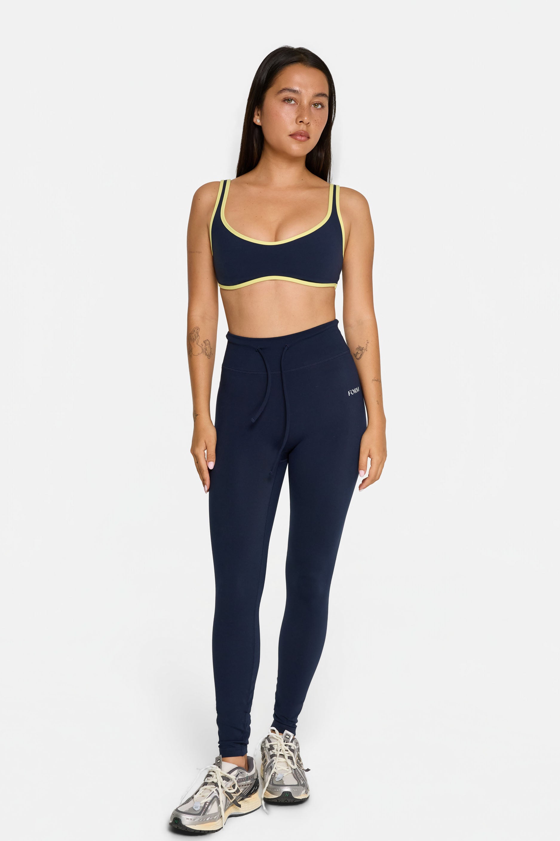 Curved Hem Bra   Navy/Lemon
