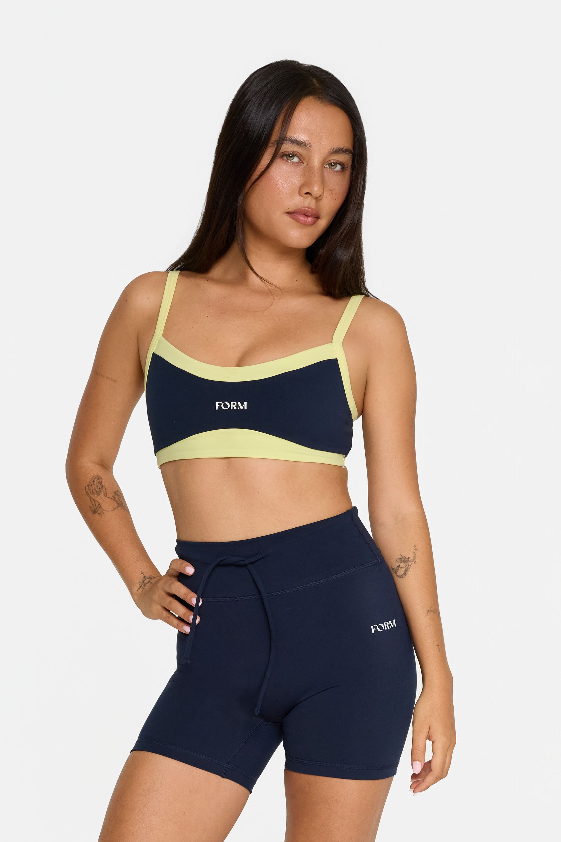 Scoop Contrast Bra   Navy/Lemon
