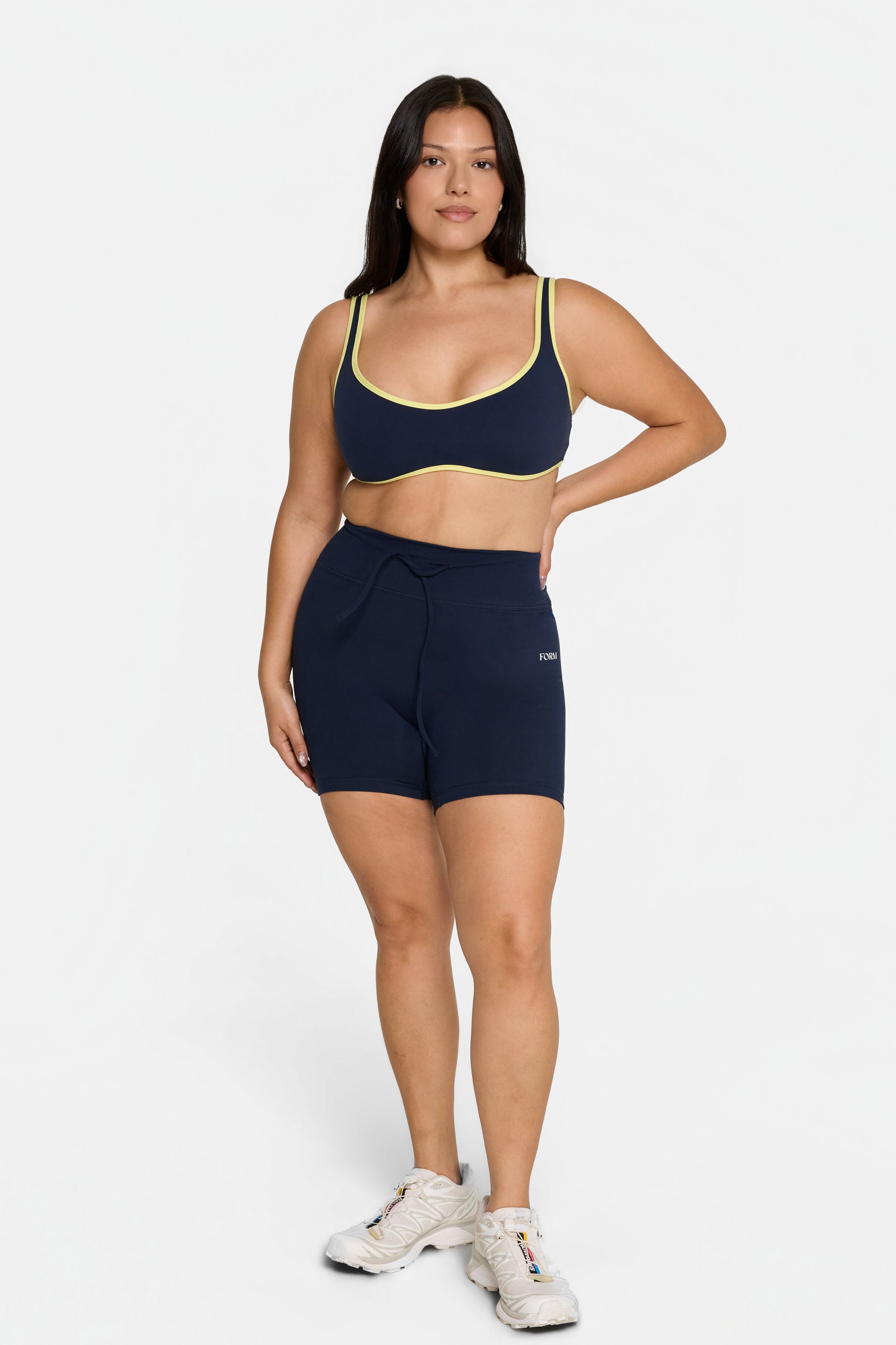 Curved Hem Bra   Navy/Lemon
