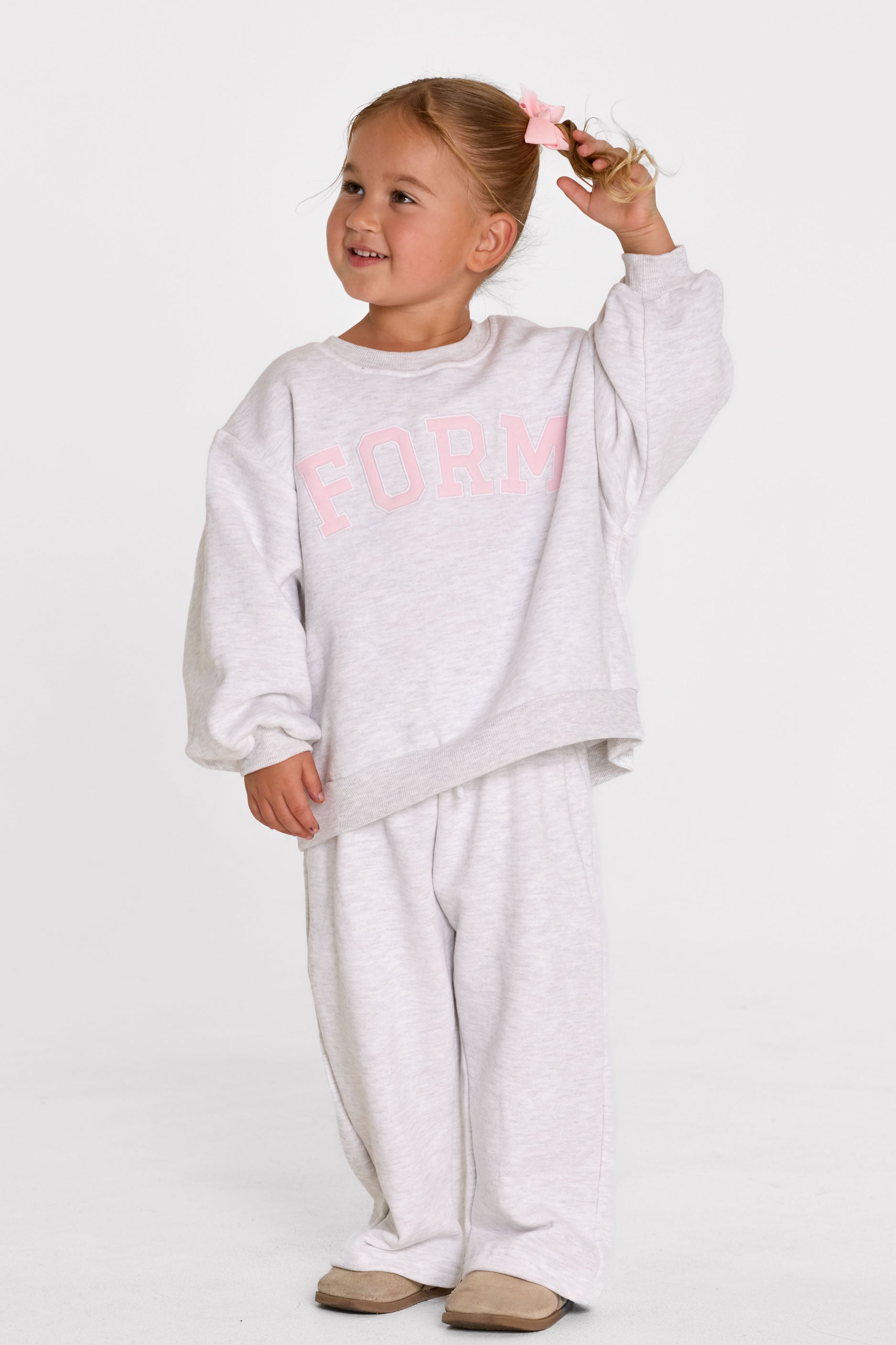 uniFORM Baby Crewneck   Heather Grey/Baby Pink
