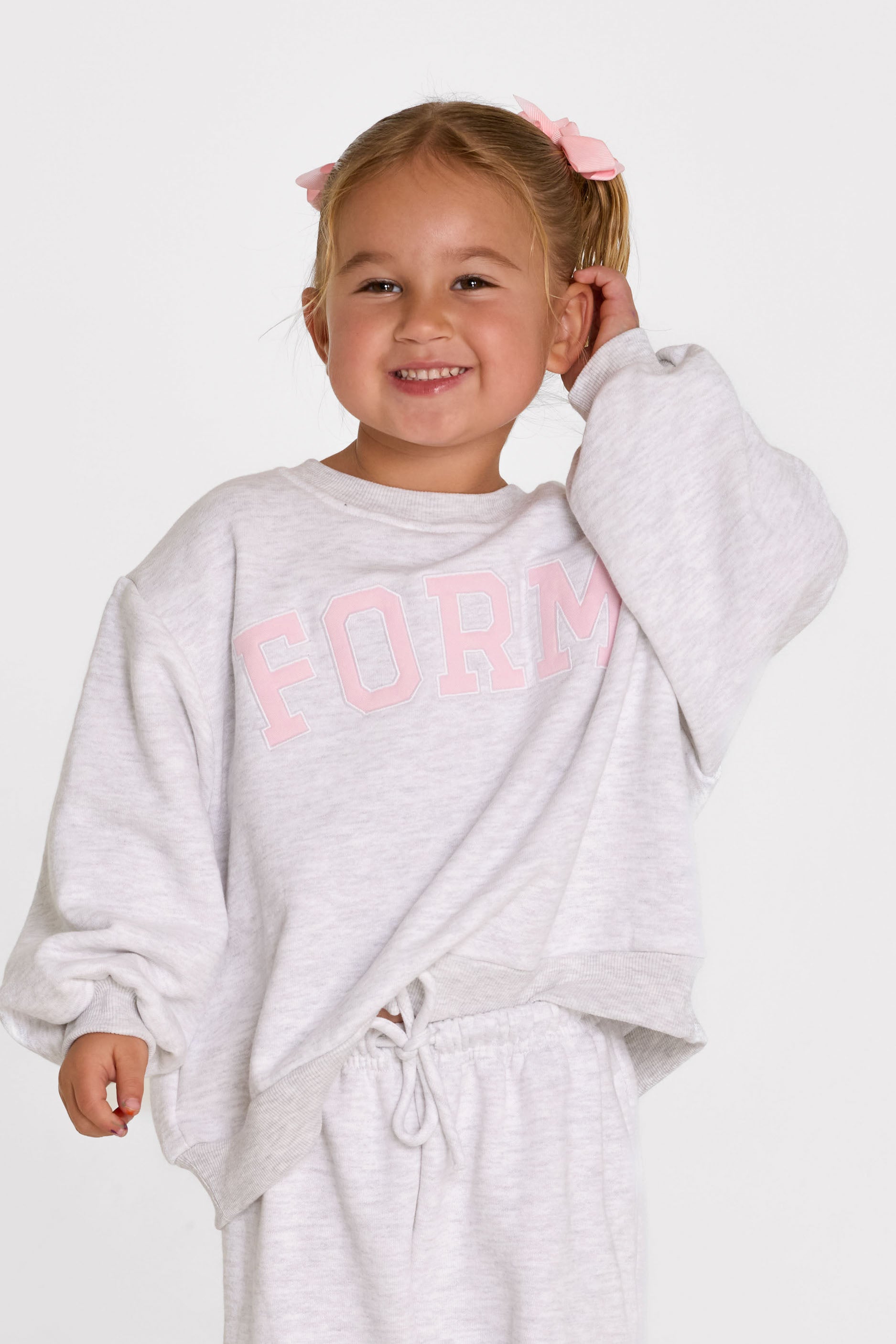 uniFORM Baby Crewneck   Heather Grey/Baby Pink

