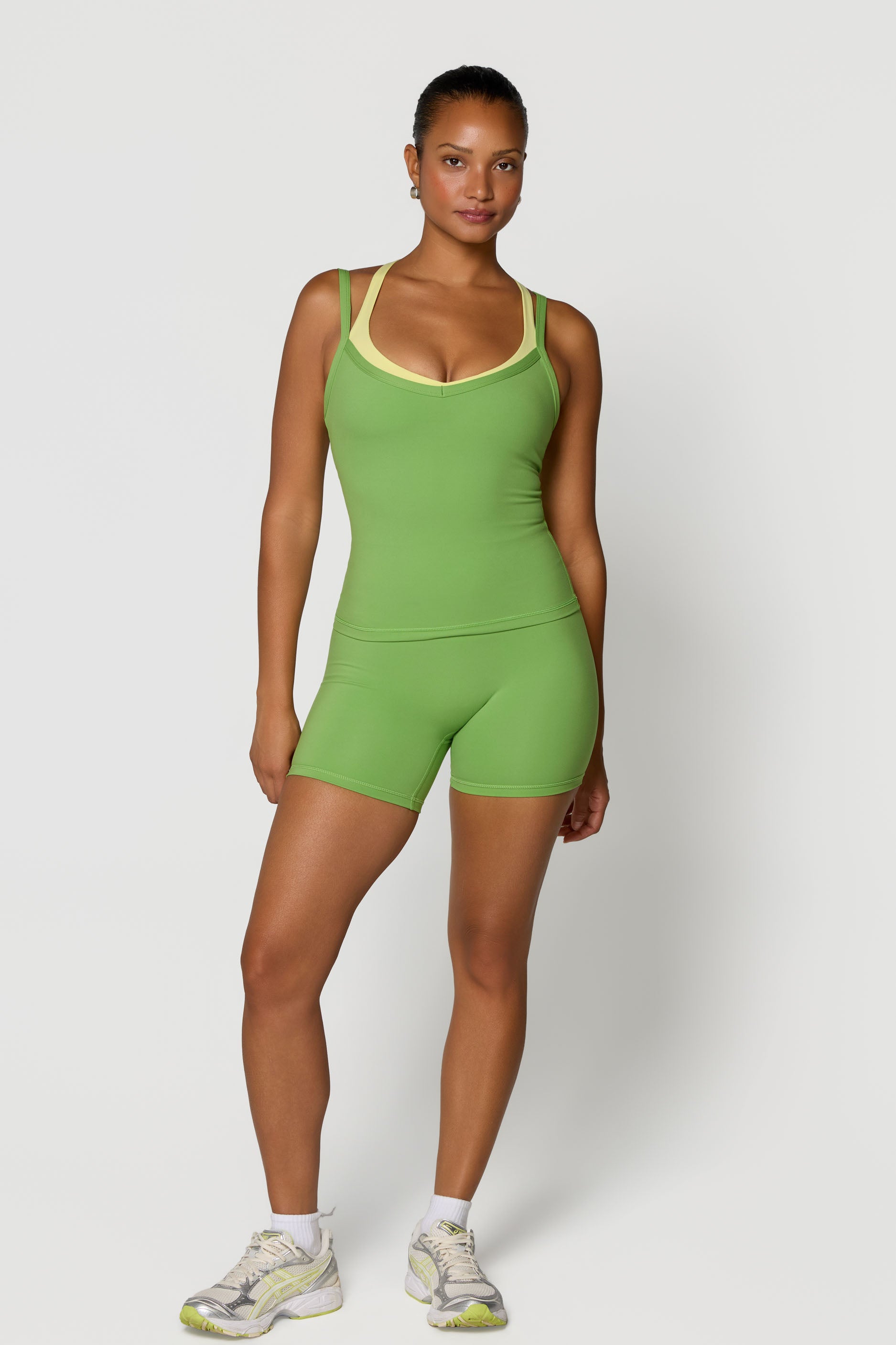 V Layered Tank   Moss/Lemon
