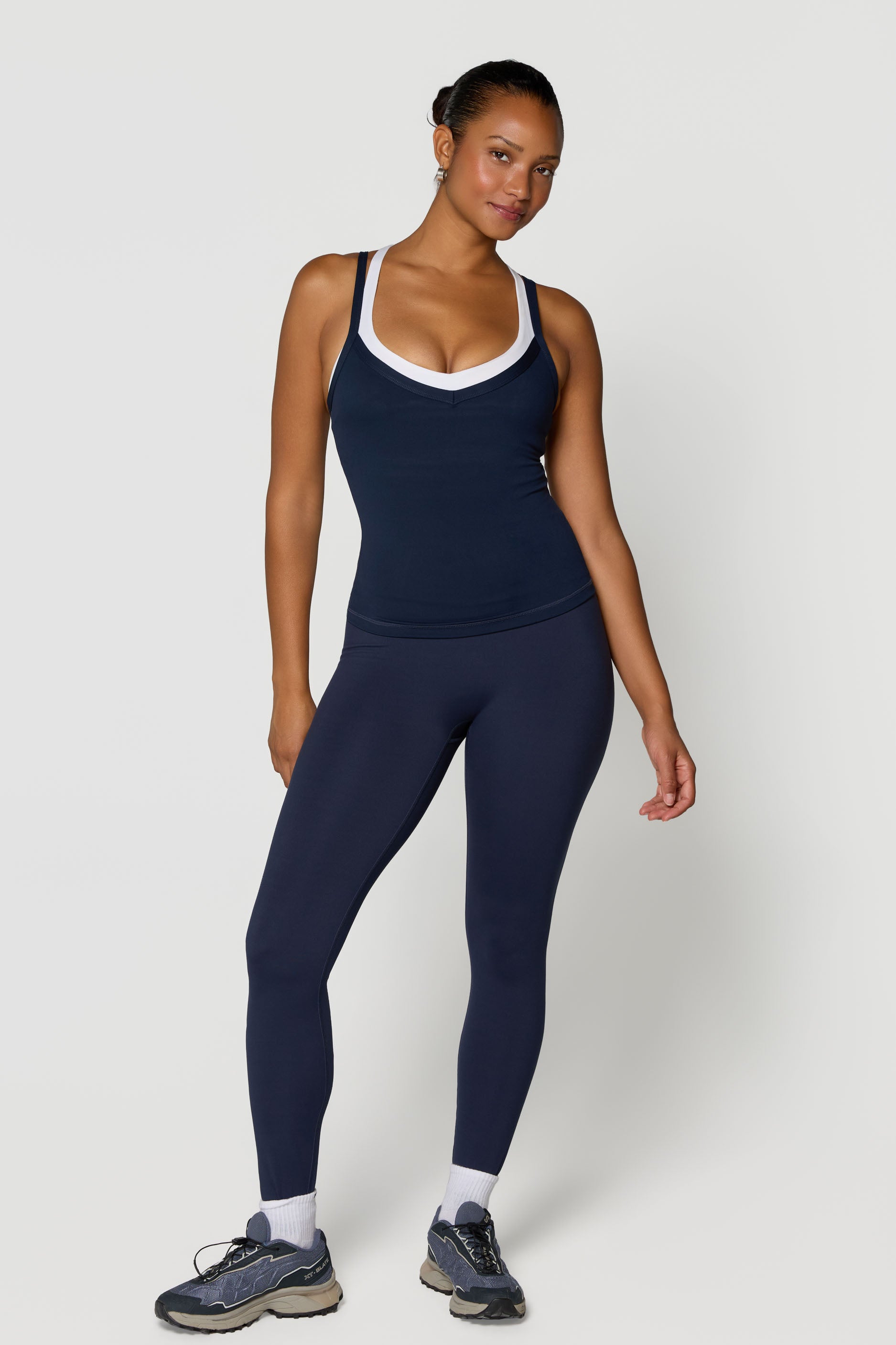 V Layered Tank   Navy/White
