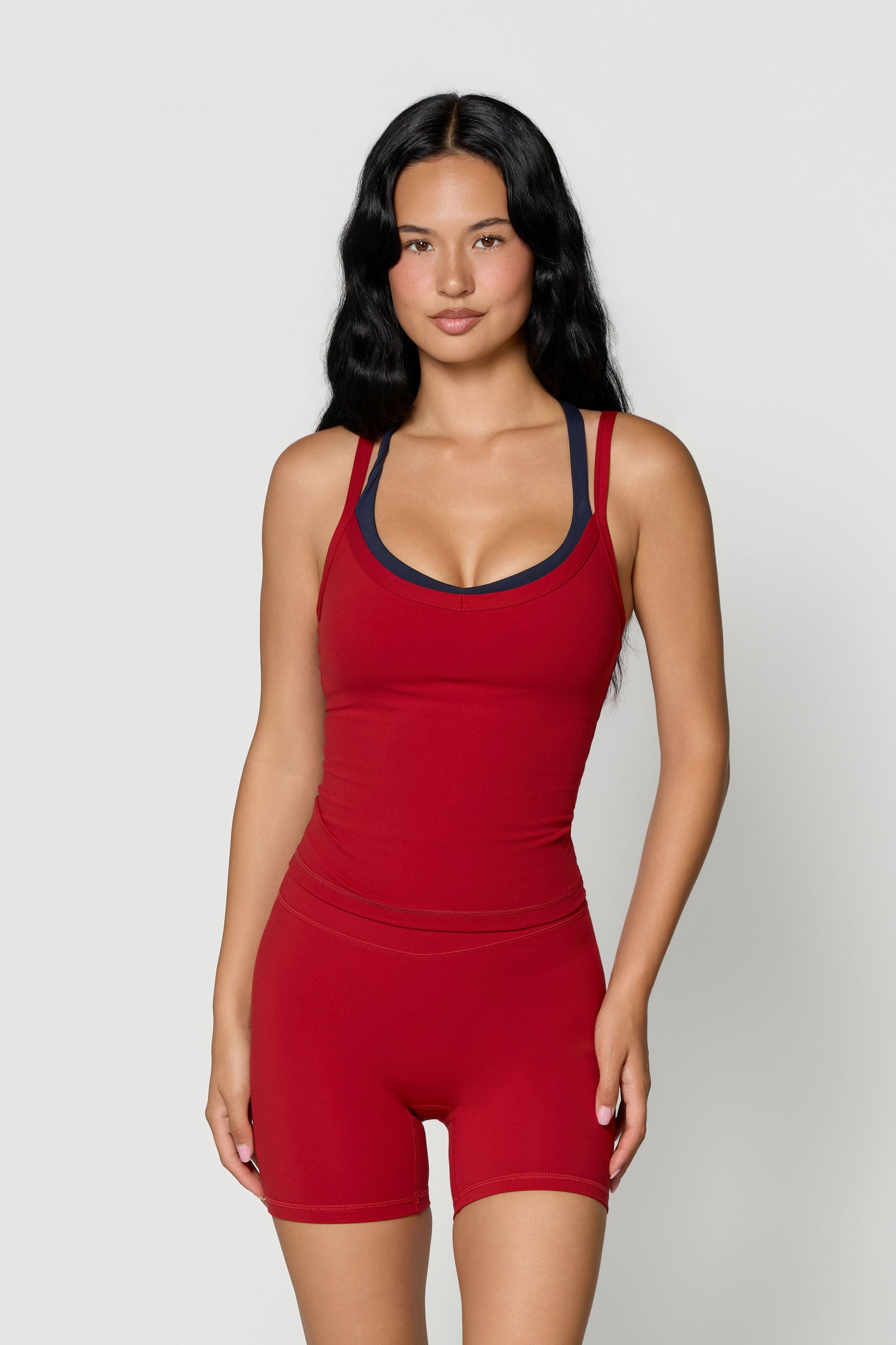 V Layered Tank   Ruby/Navy
