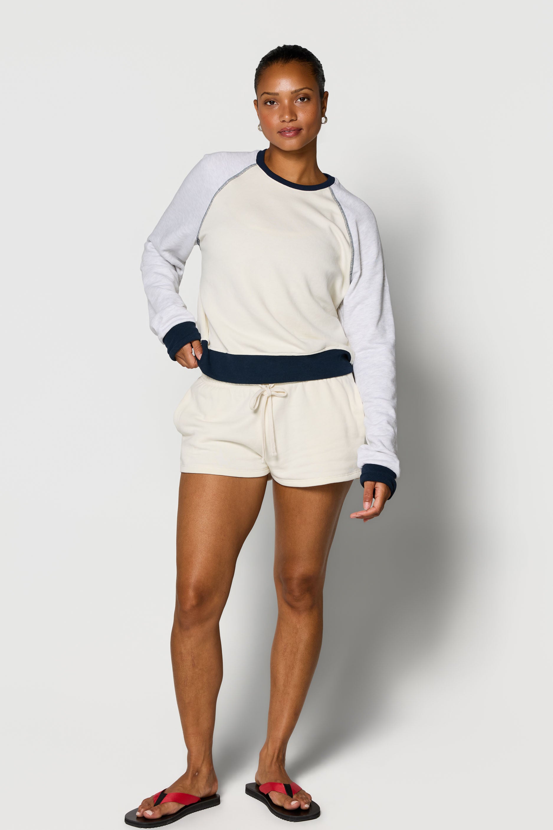 Raglan Crewneck   Cream/Heather/Navy
