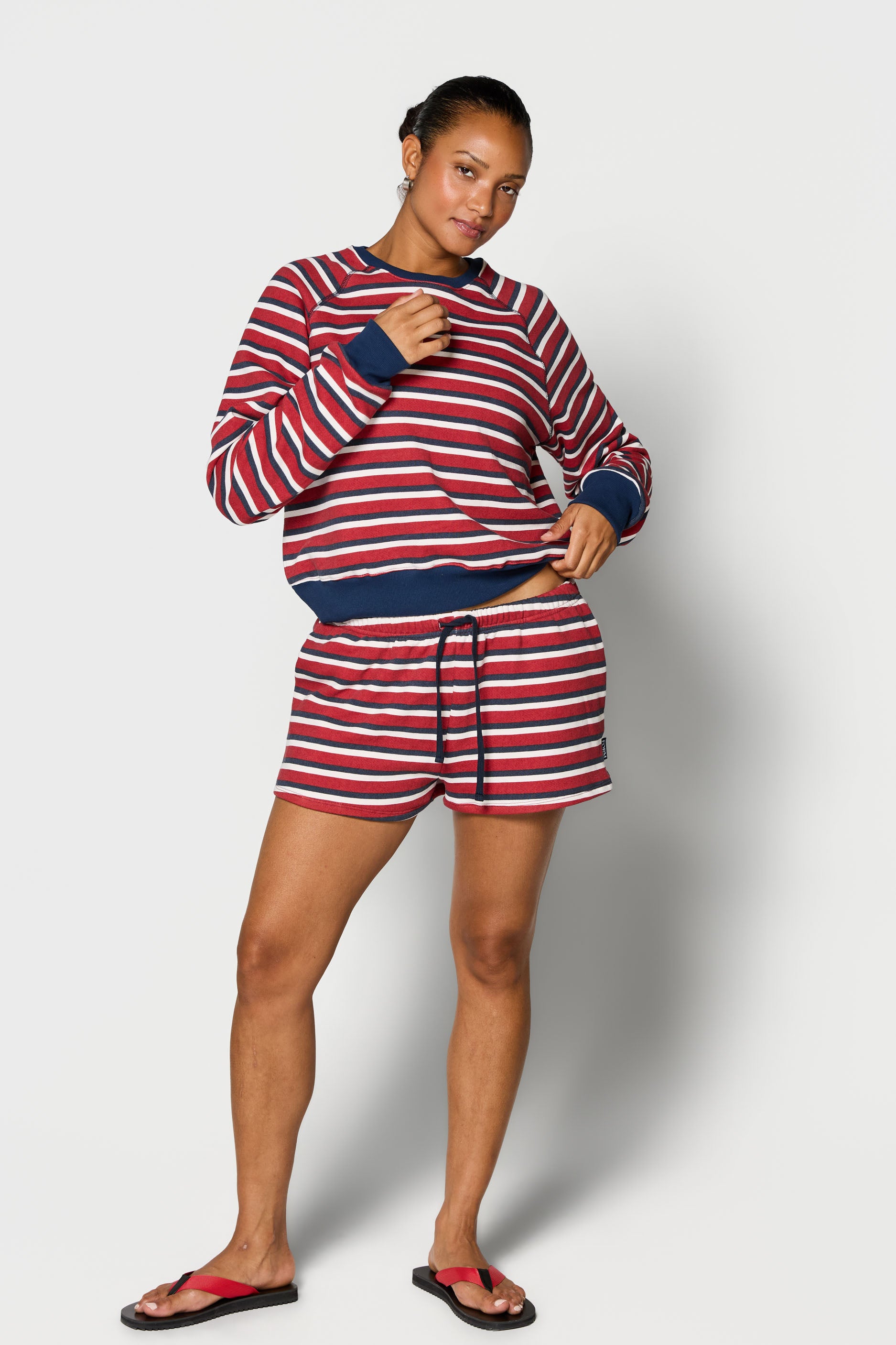 Raglan Crewneck   Ruby Stripe
