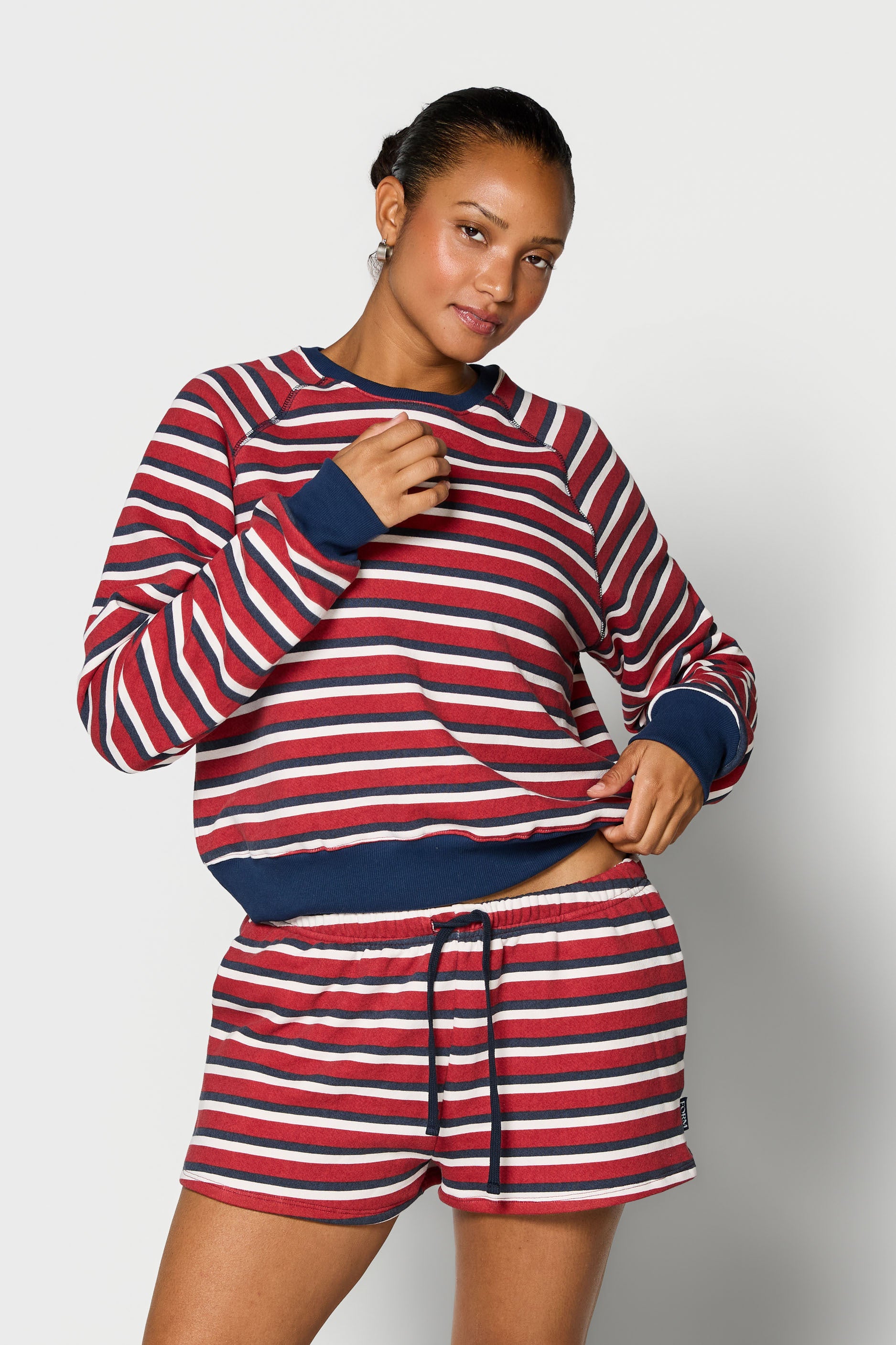 Raglan Crewneck   Ruby Stripe
