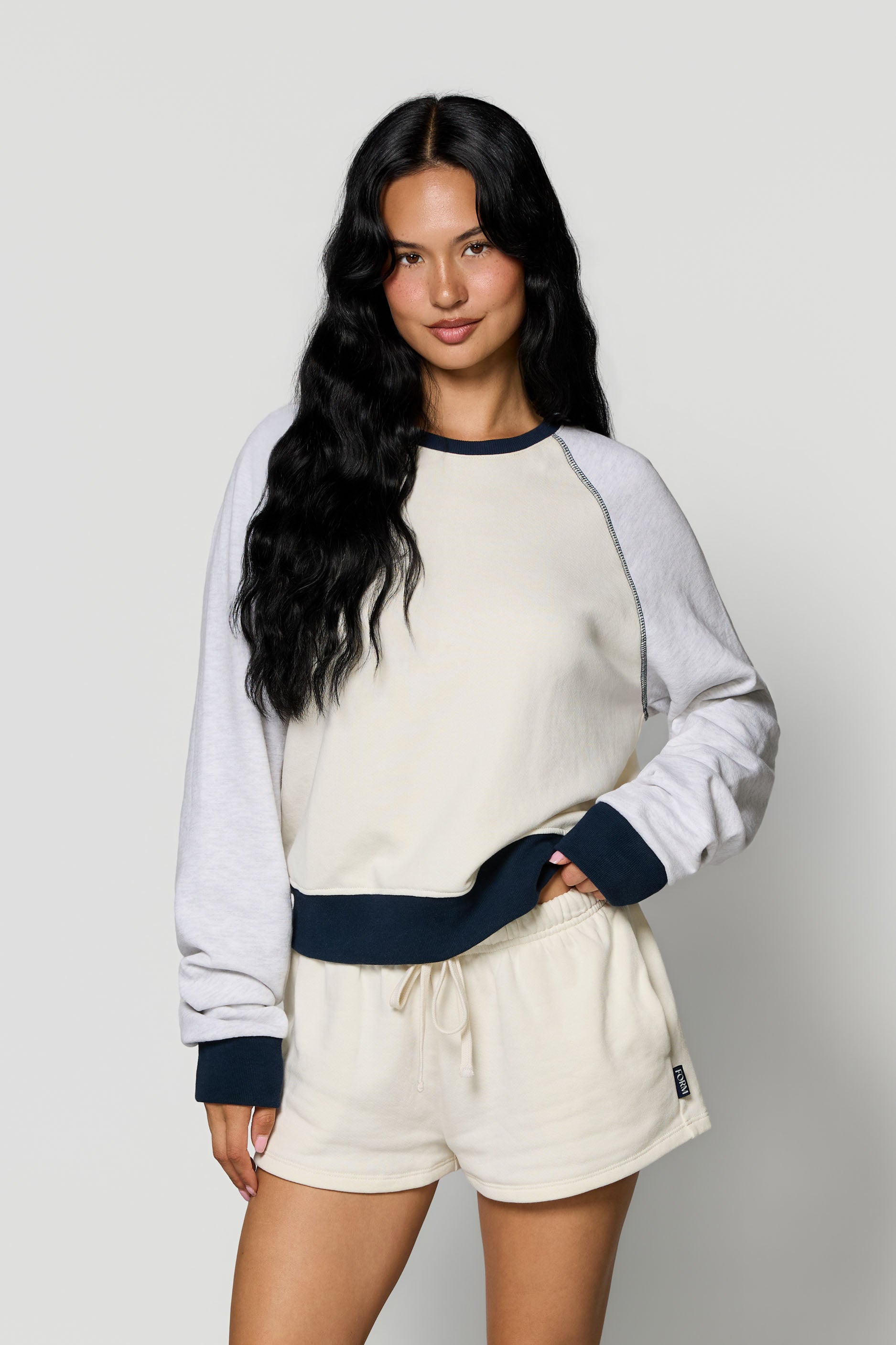 Raglan Crewneck   Cream/Heather/Navy
