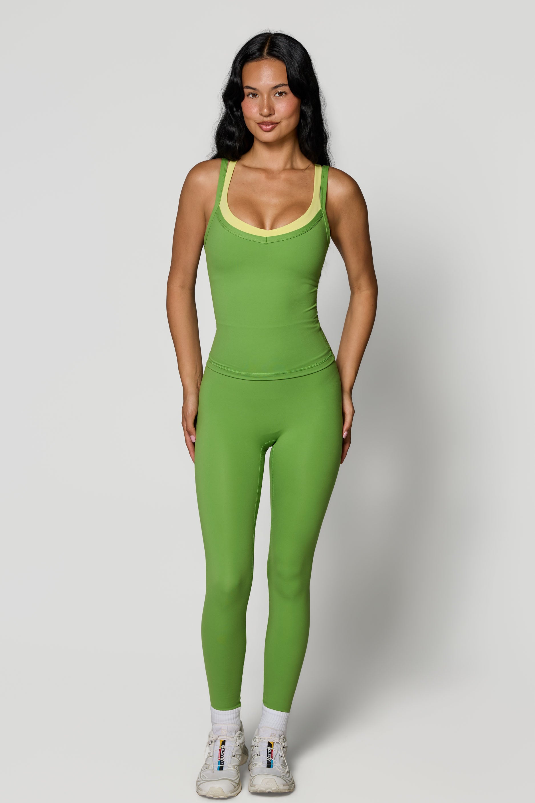 V Layered Tank   Moss/Lemon
