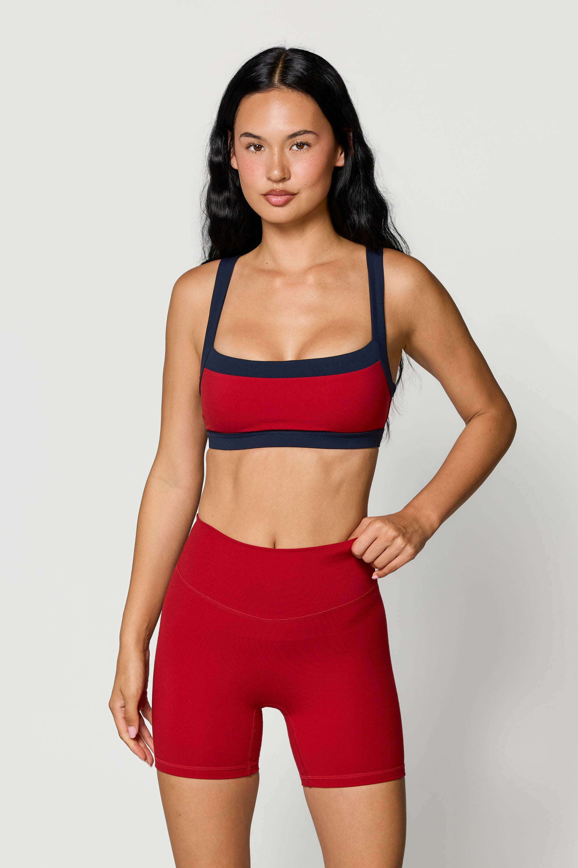 Straight Neck Bra   Ruby/Navy
