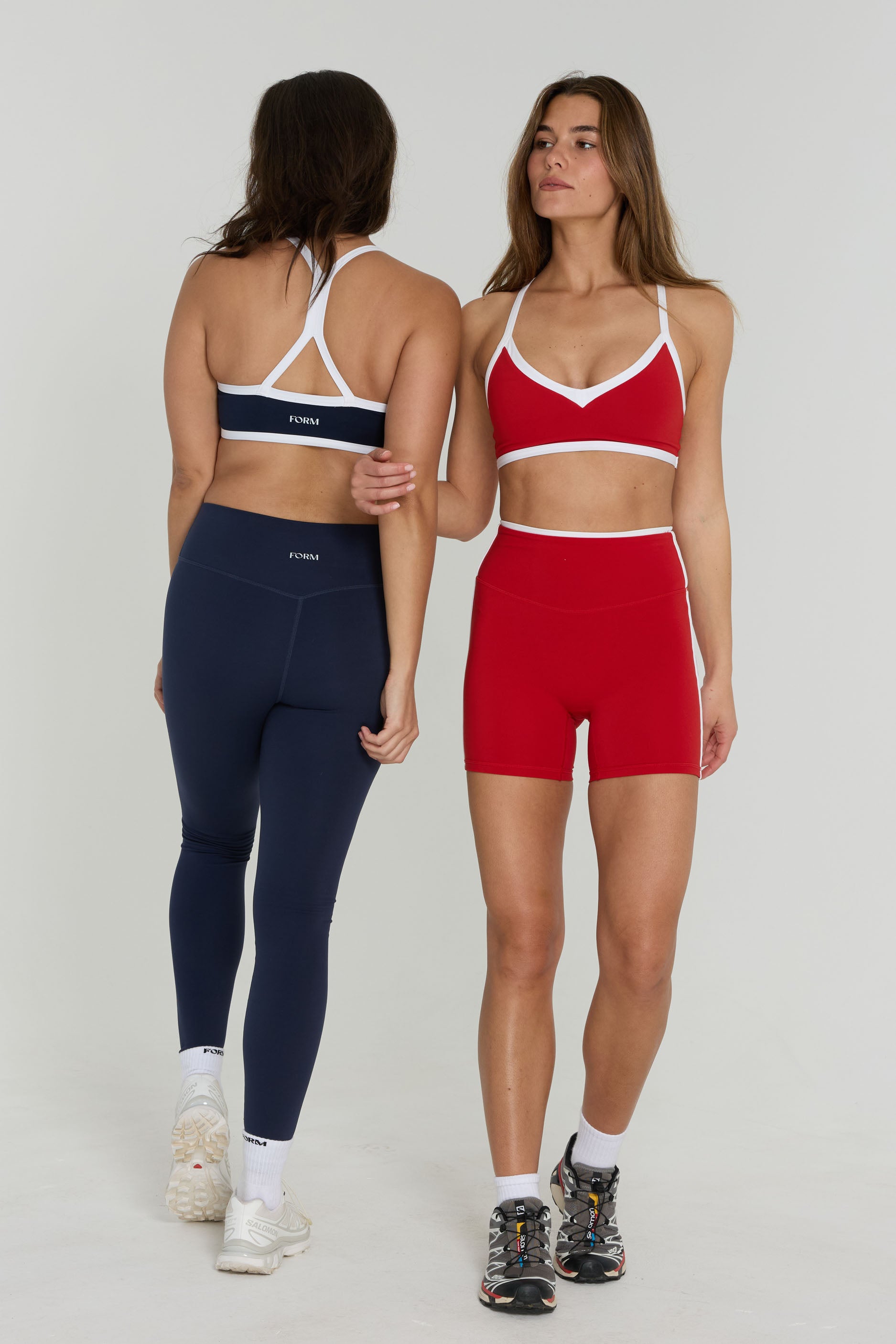 Reversible V Neck Bra   Cherry/White Navy/White
