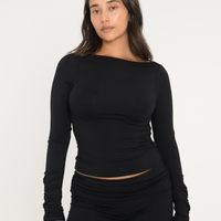 Boat Neck Long Sleeve - Black