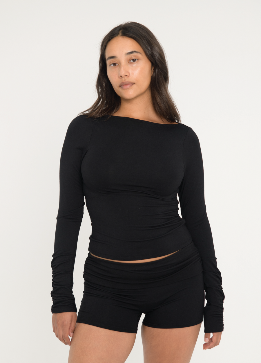 Boat Neck Long Sleeve - Black