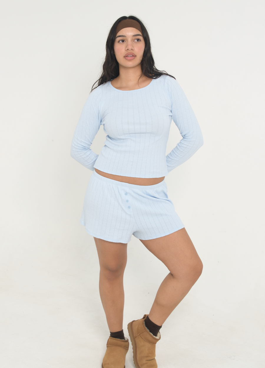 Pointelle Long Sleeve -  Baby Blue