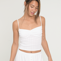 Pointelle Ruched Tank - White