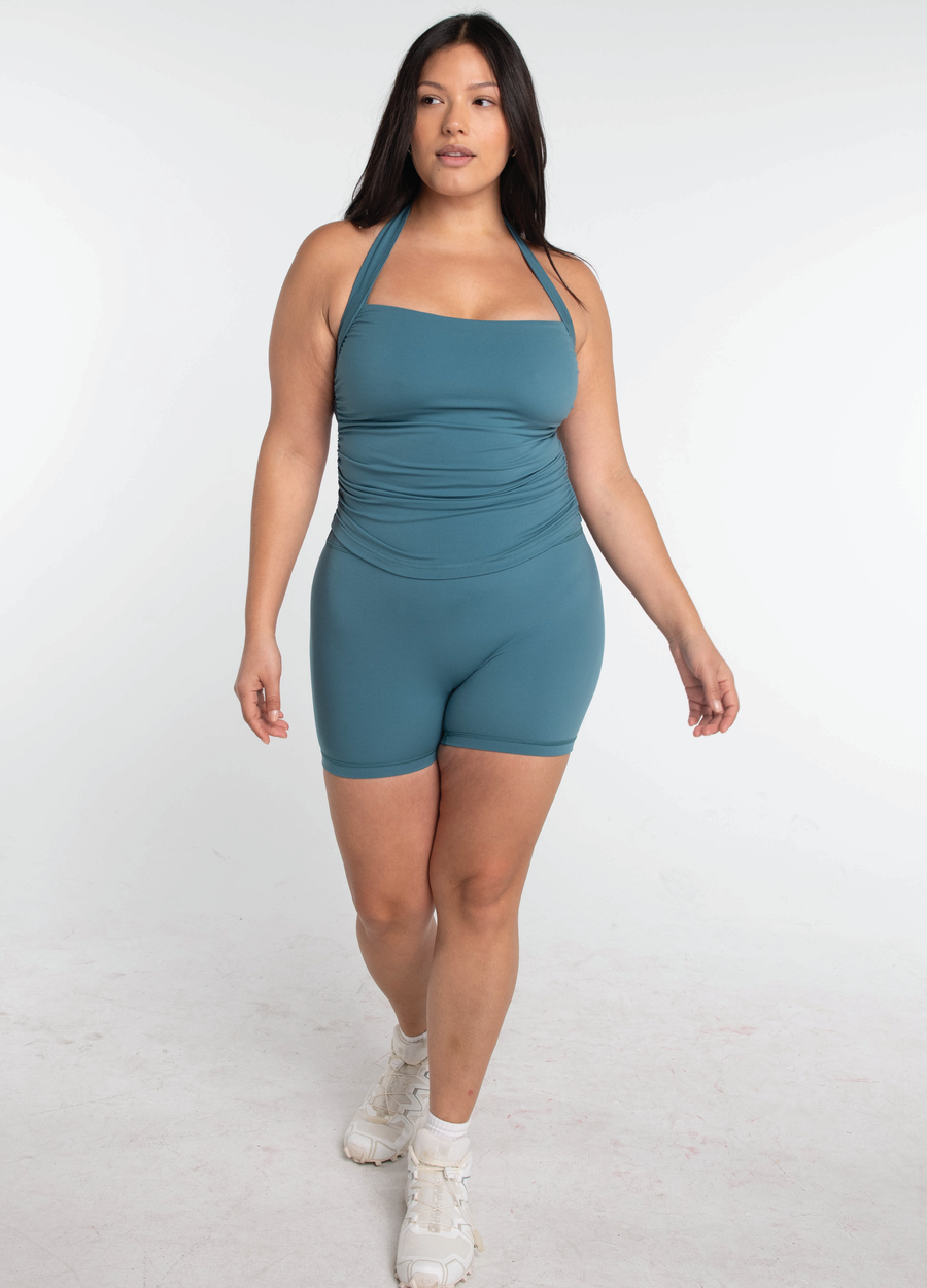 Halter Scrunch Tank - Lagoon