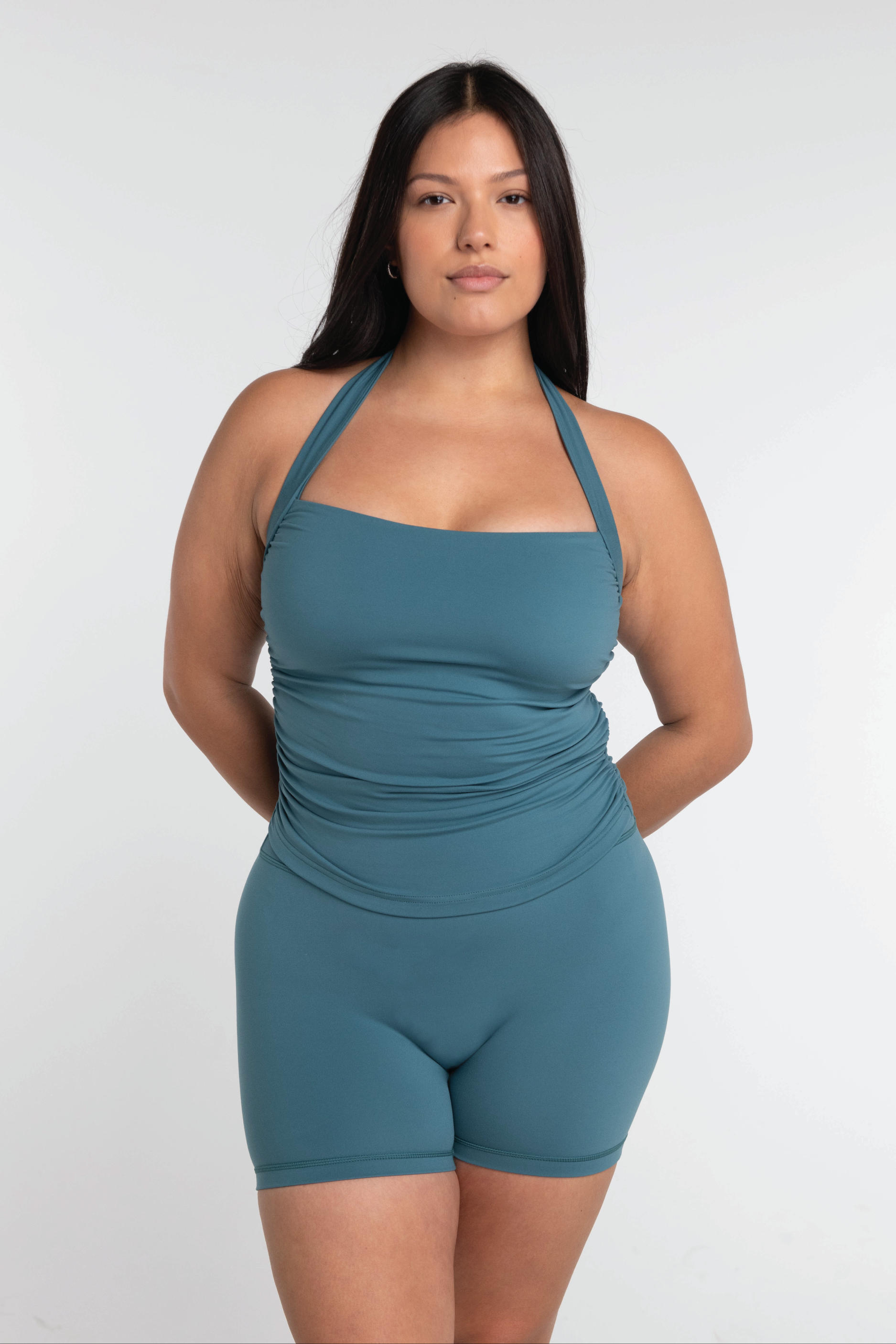 Halter Scrunch Tank   Lagoon
