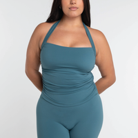 Halter Scrunch Tank - Lagoon