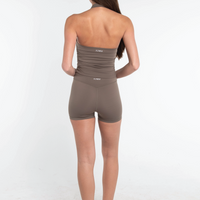 Halter Scrunch Tank - Walnut