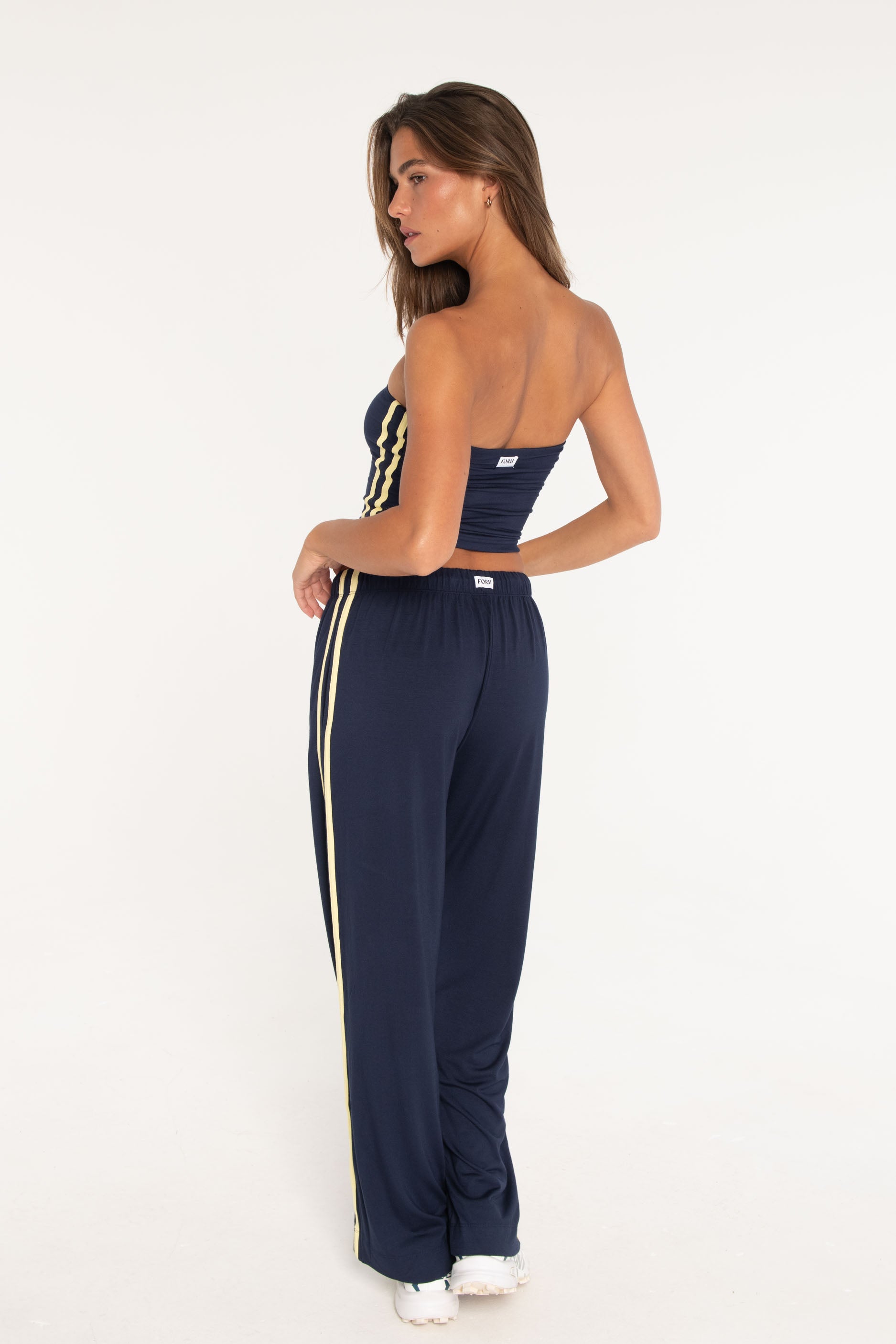 Stripe Tube Top   Navy/Lemon
