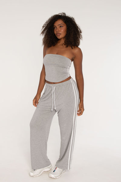 Stripe Tube Top - Heather Grey/White – FORM