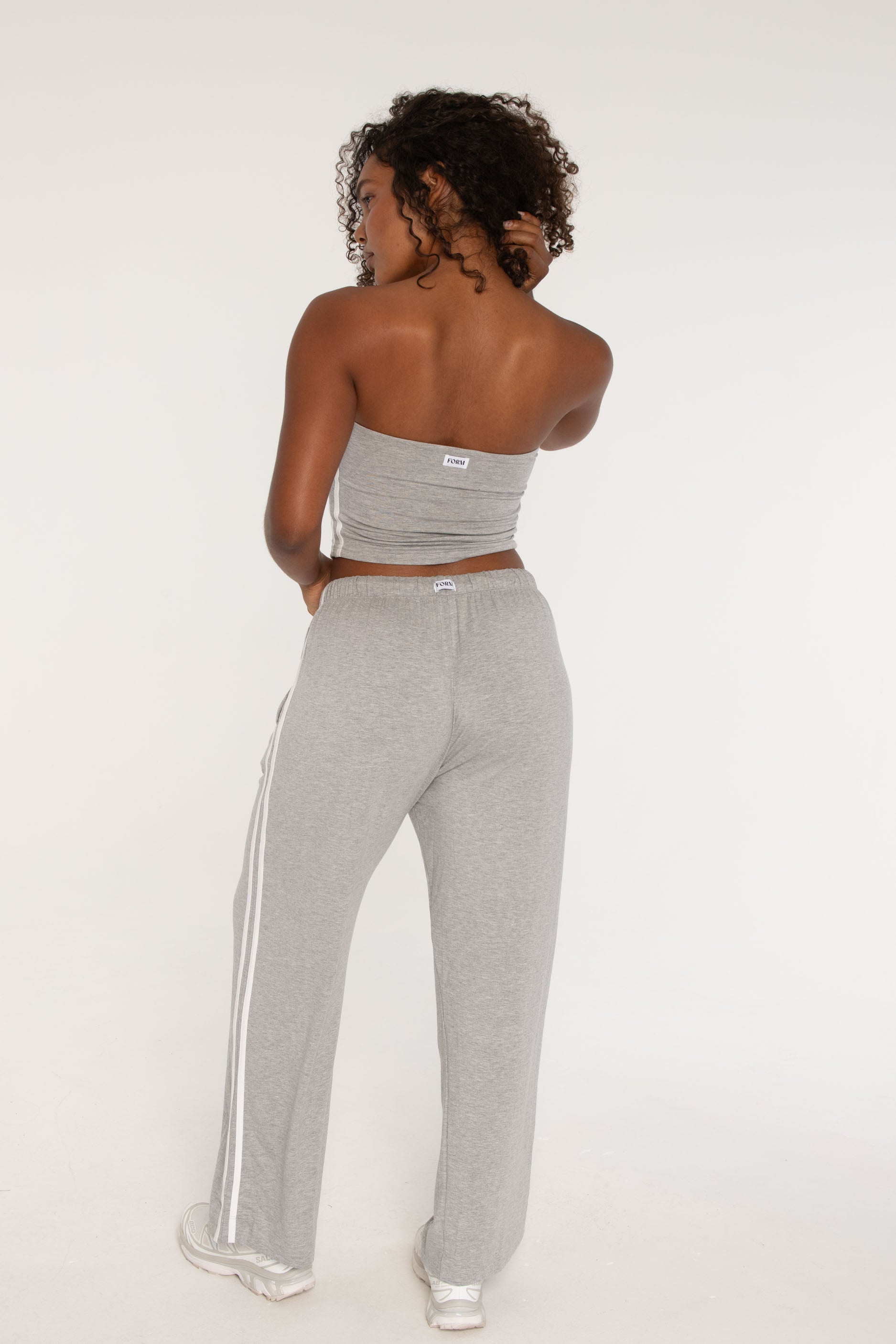 Stripe Tube Top   Heather Grey/White
