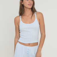 Pointelle Scoop Tank - Baby Blue