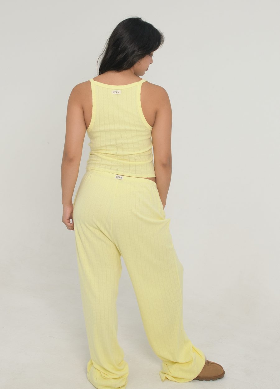 Pointelle Scoop Tank - Butter Yellow