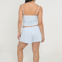 Pointelle Ruched Tank - Baby Blue