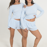 Pointelle Long Sleeve -  Baby Blue