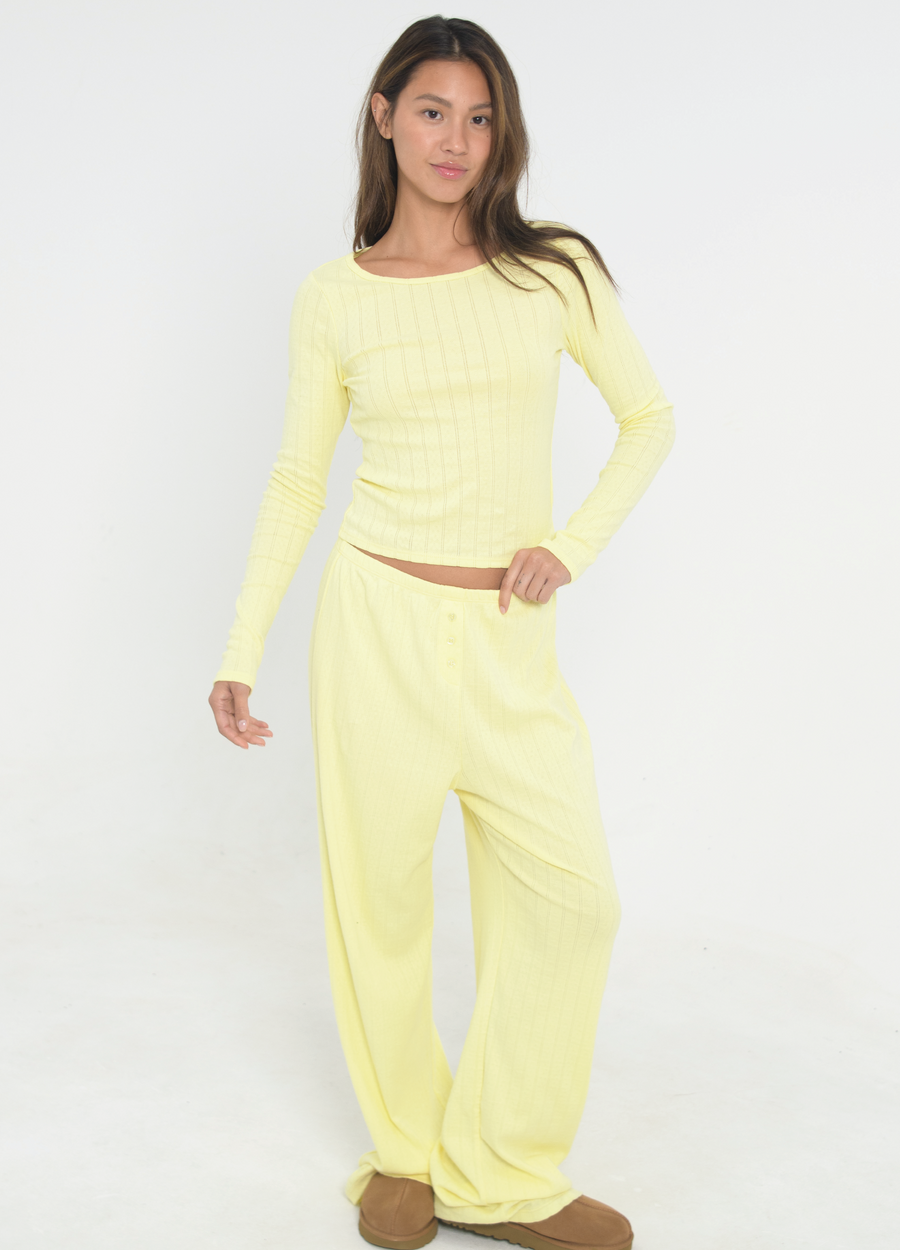 Pointelle Long Sleeve - Butter Yellow