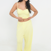 Pointelle Ruched Tank - Butter Yellow