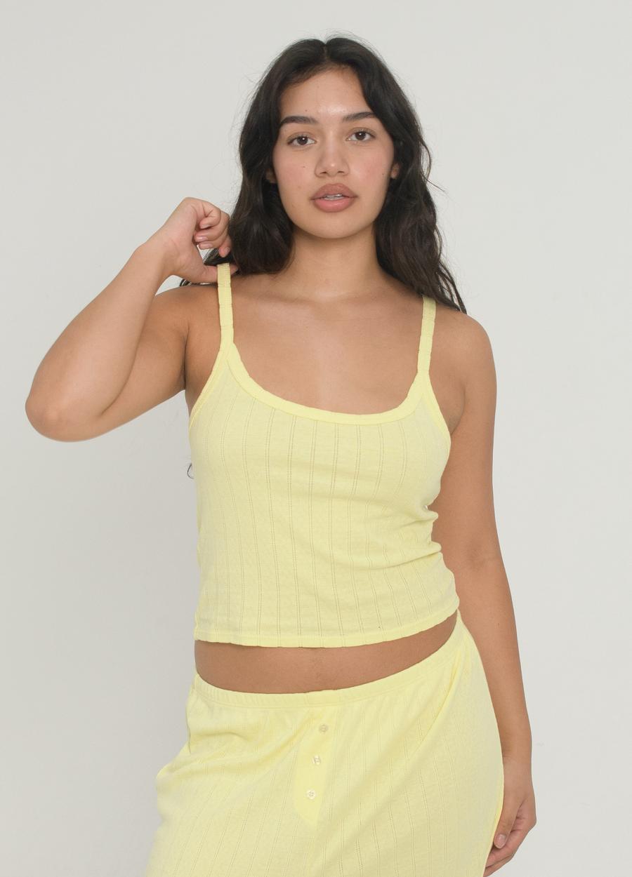 Pointelle Scoop Tank - Butter Yellow