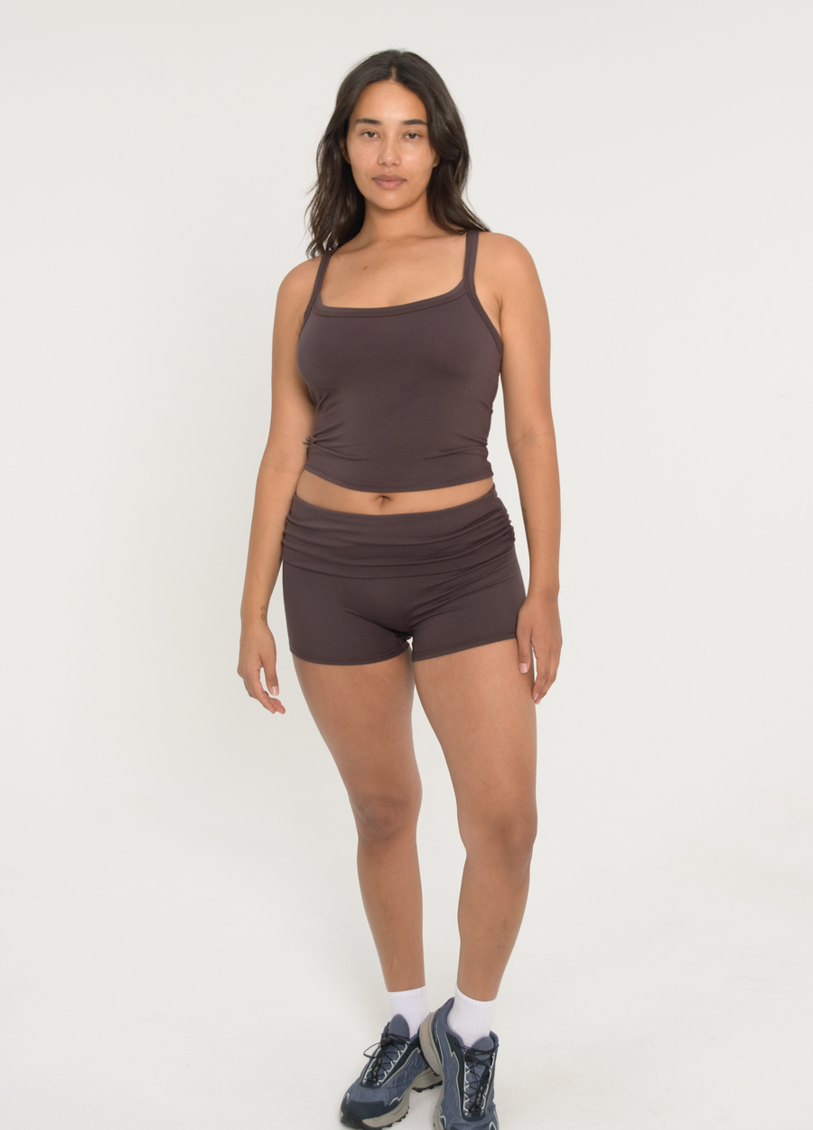 Fold Over Shorts - Espresso