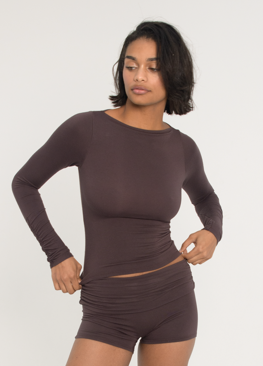 Boat Neck Long Sleeve - Espresso