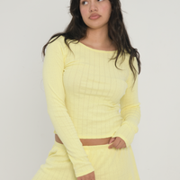 Pointelle Long Sleeve - Butter Yellow