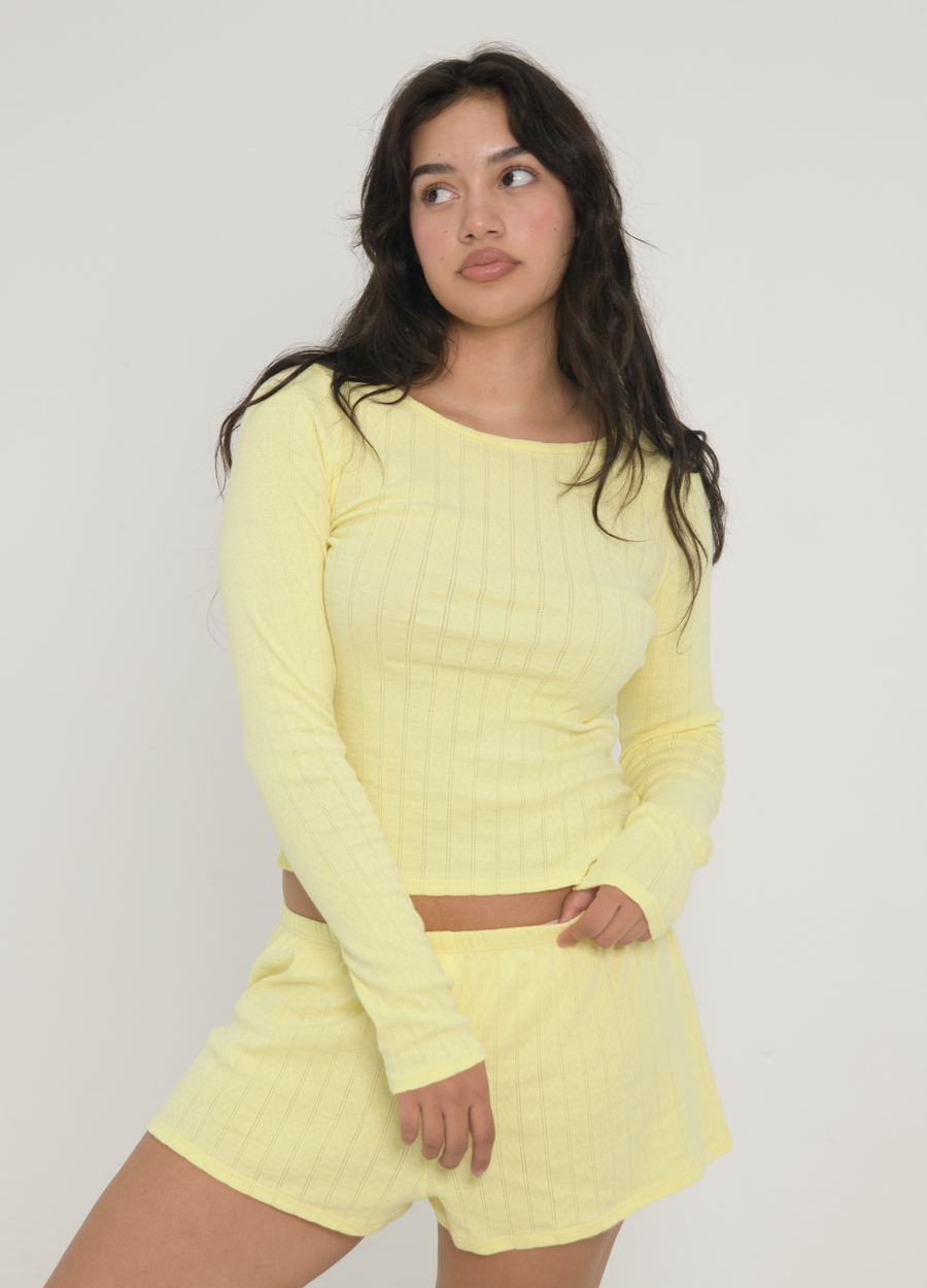 Pointelle Long Sleeve - Butter Yellow